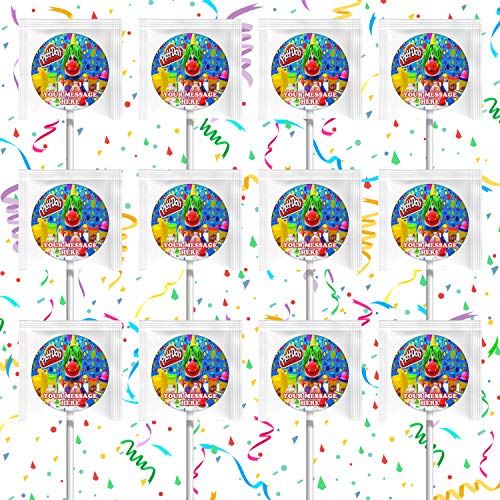 Play Doh Party Favors Kit - 12 Pcs DIY Modeling Clay Lollipop Decorations for Kids Birthday Party Supplies | Creative Arts & Crafts Gift for Children