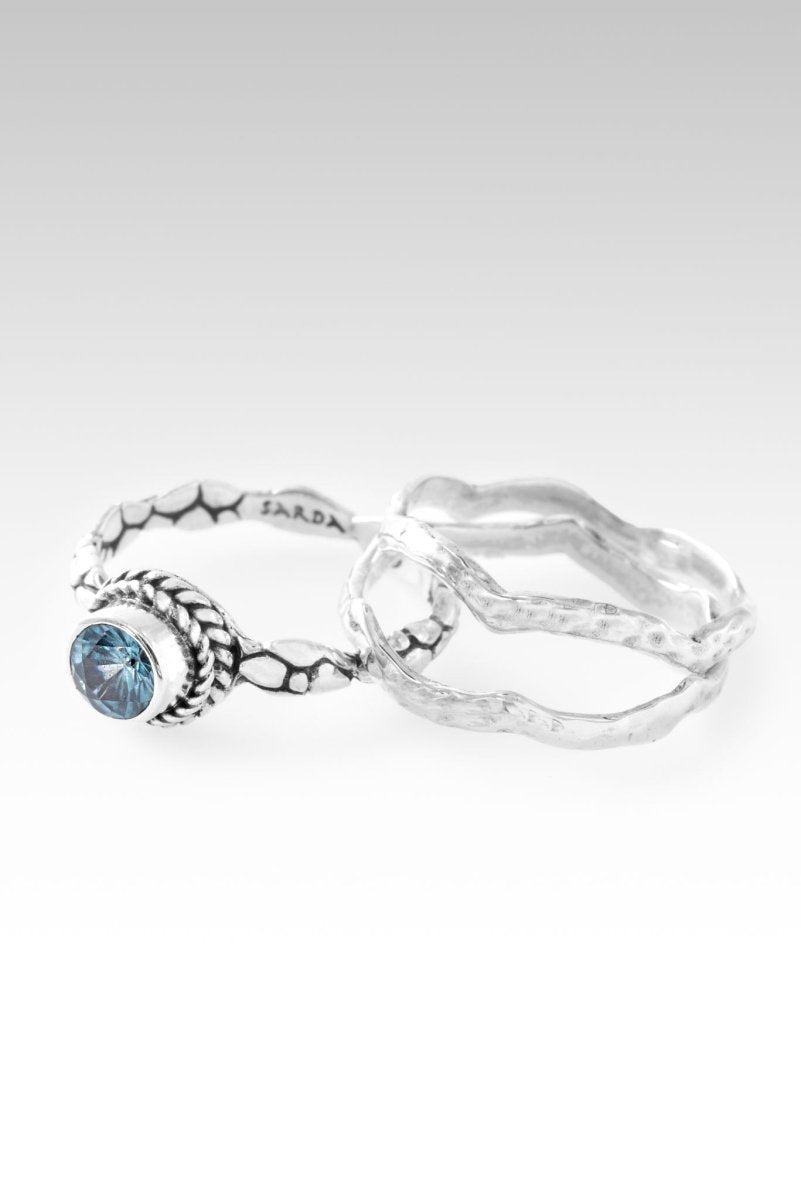 Blue Zircon Ring Set of 3 - Elegant Stackable Rings for Women, Perfect for Everyday Wear, Anniversary Gifts & Special Occasions