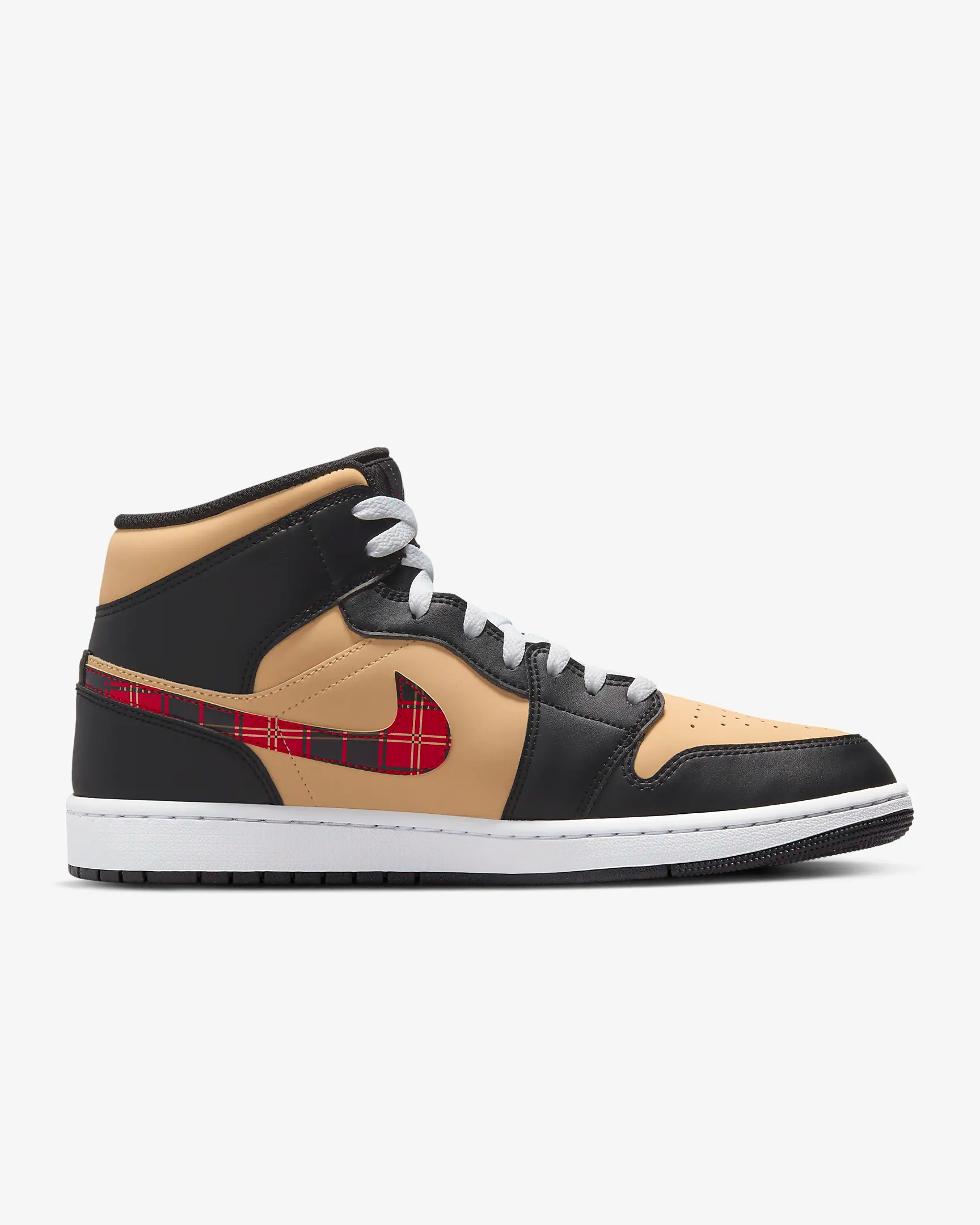 Nike Men's Air Jordan 1 Mid SE Sneakers - Black/Sesame/Fire Red/Multi-Color Basketball Shoes for Casual Wear & Street Style