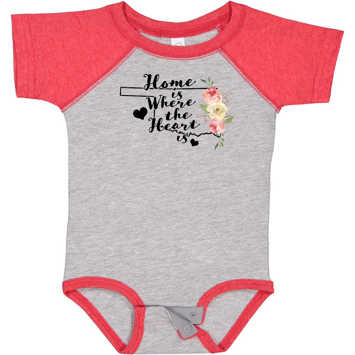 Inktastic Oklahoma Home is Where The Heart is Watercolor Baby Bodysuit - Soft Cotton Infant Onesie for Newborns, Baby Showers & Family Photos