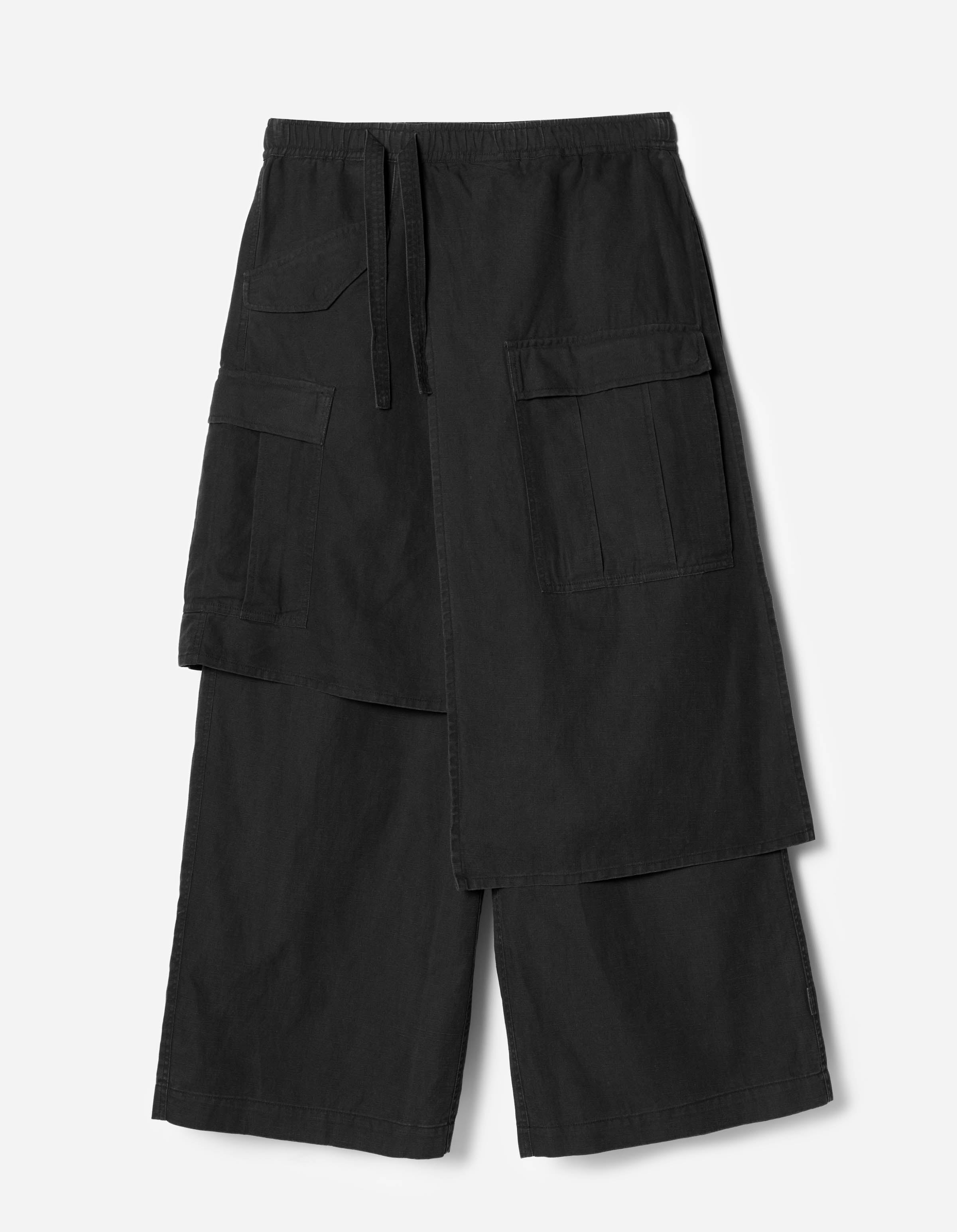 4588 Asymmetrical Cargo Hakama Pants for Men - Black Loose Fit Streetwear Joggers | Perfect for Casual Wear, Street Fashion & Outdoor Activities
