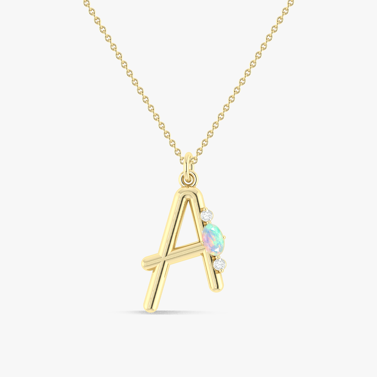 Capital A White Opal Gemstone Initial Necklace - Personalized Name Jewelry for Women, Dainty Letter Pendant Necklace, 925 Sterling Silver Gift for Her | Birthday, Anniversary, Everyday Wear