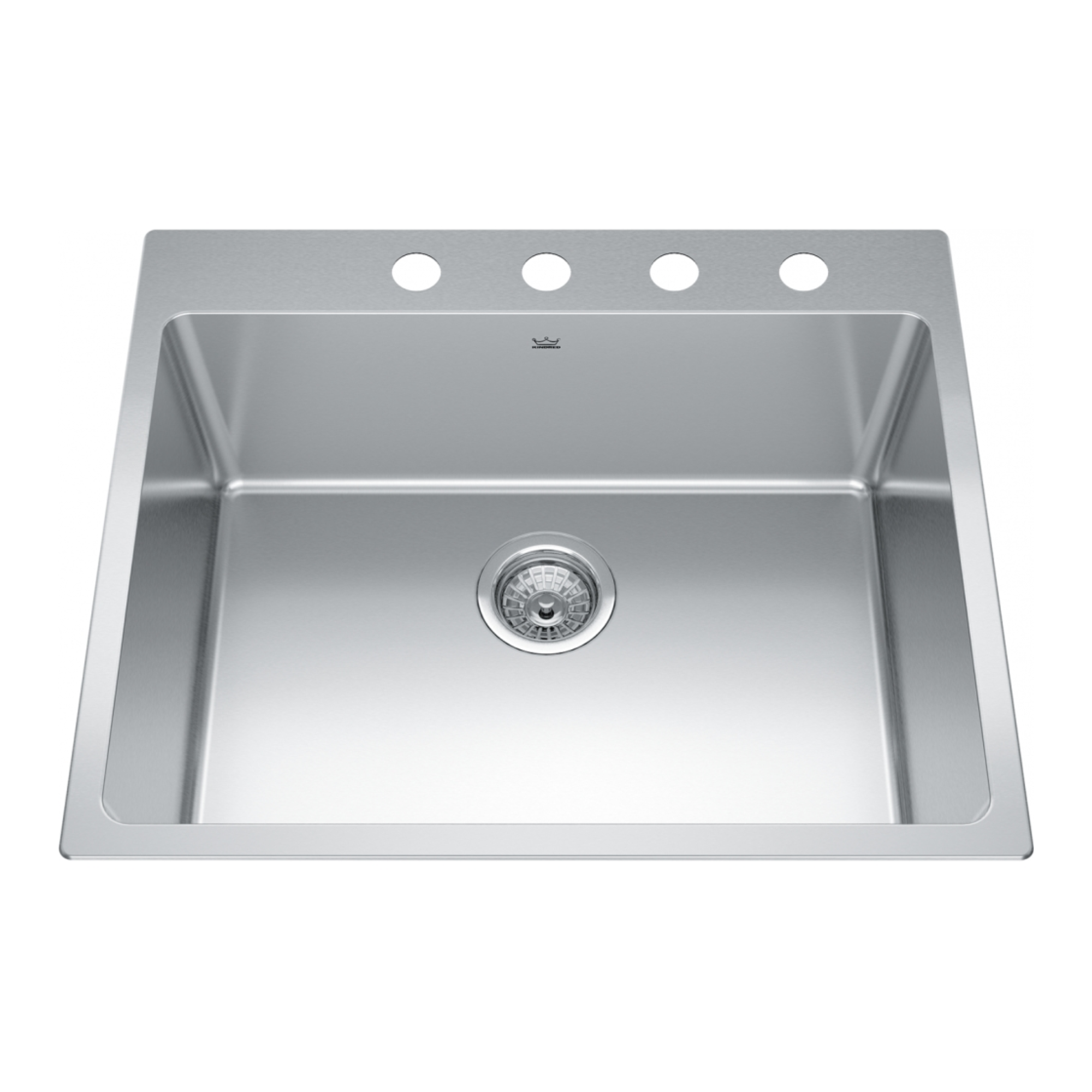 Kindred 25 Brookmore 4-Hole Single Bowl Stainless Steel Kitchen Sink BSL2125 9 4N - Perfect for Modern Home Kitchens & Restaurant Use