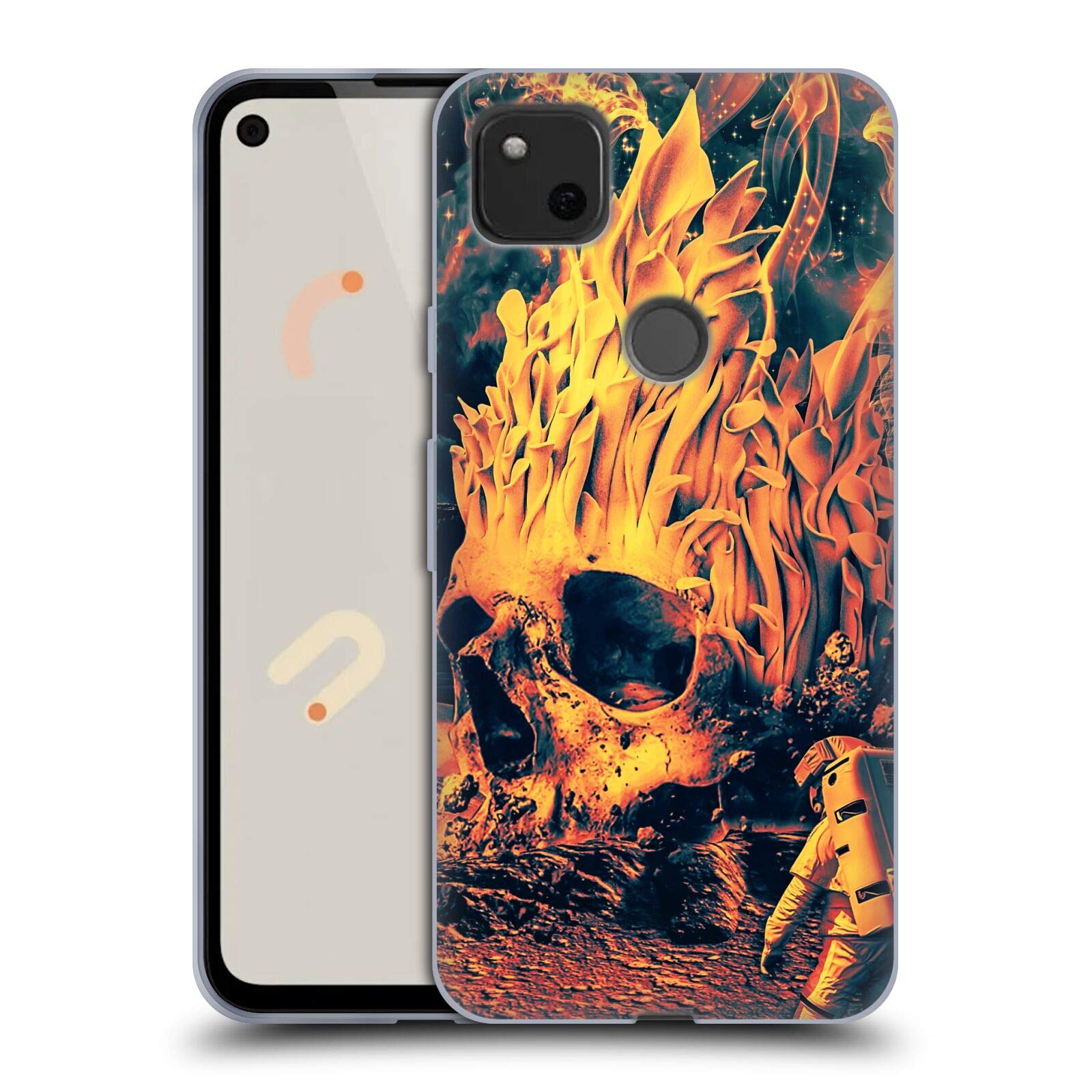 Official Riza Peker Space Skull Case for Google Pixel 4a - Soft Gel Protection for Daily Use