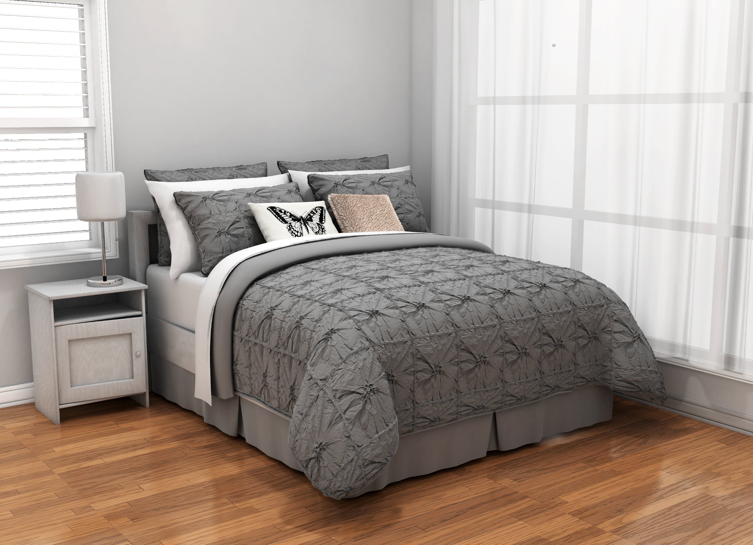 Republic Knotted Squares Duvet Cover Set - Full/Queen Size Soft Grey Bedding - Modern Geometric Pattern for Master Bedroom & Guest Room Decor