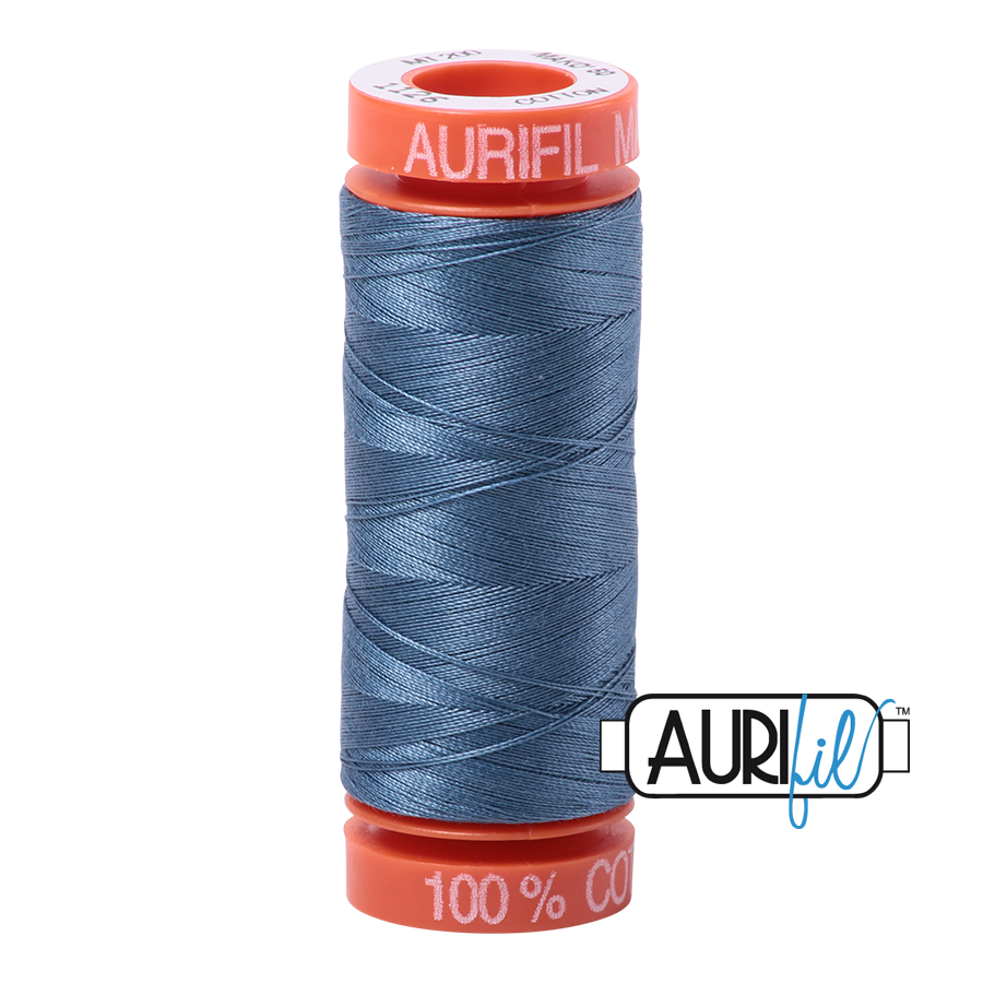 Aurifil 50wt Blue Grey Cotton Thread - Small Spool for Sewing, Quilting & Embroidery | Perfect for Hand & Machine Stitching