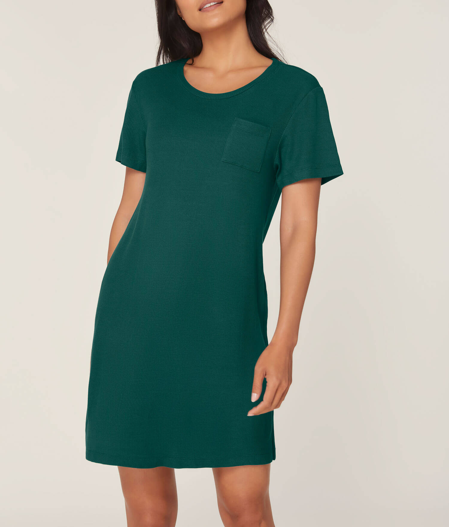 Stylish Waffle Knit T-Shirt Dress with Fern Print - Perfect for Casual Outings, Brunch Dates & Weekend Comfort