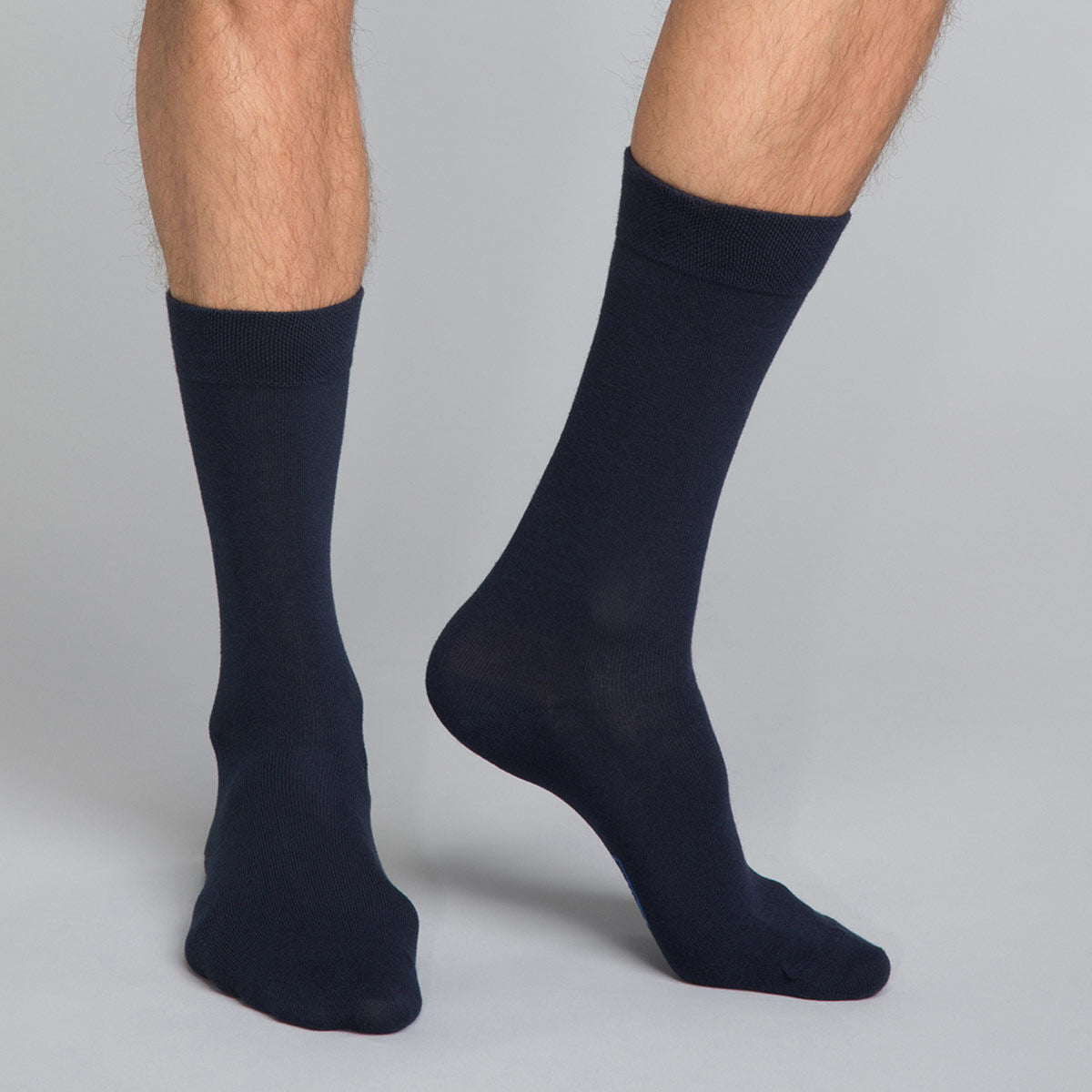 Men's Classic Cotton Socks 3-Pack Blue - Breathable Comfortable Basic Crew Socks for Everyday Wear, Work & Casual Outfits