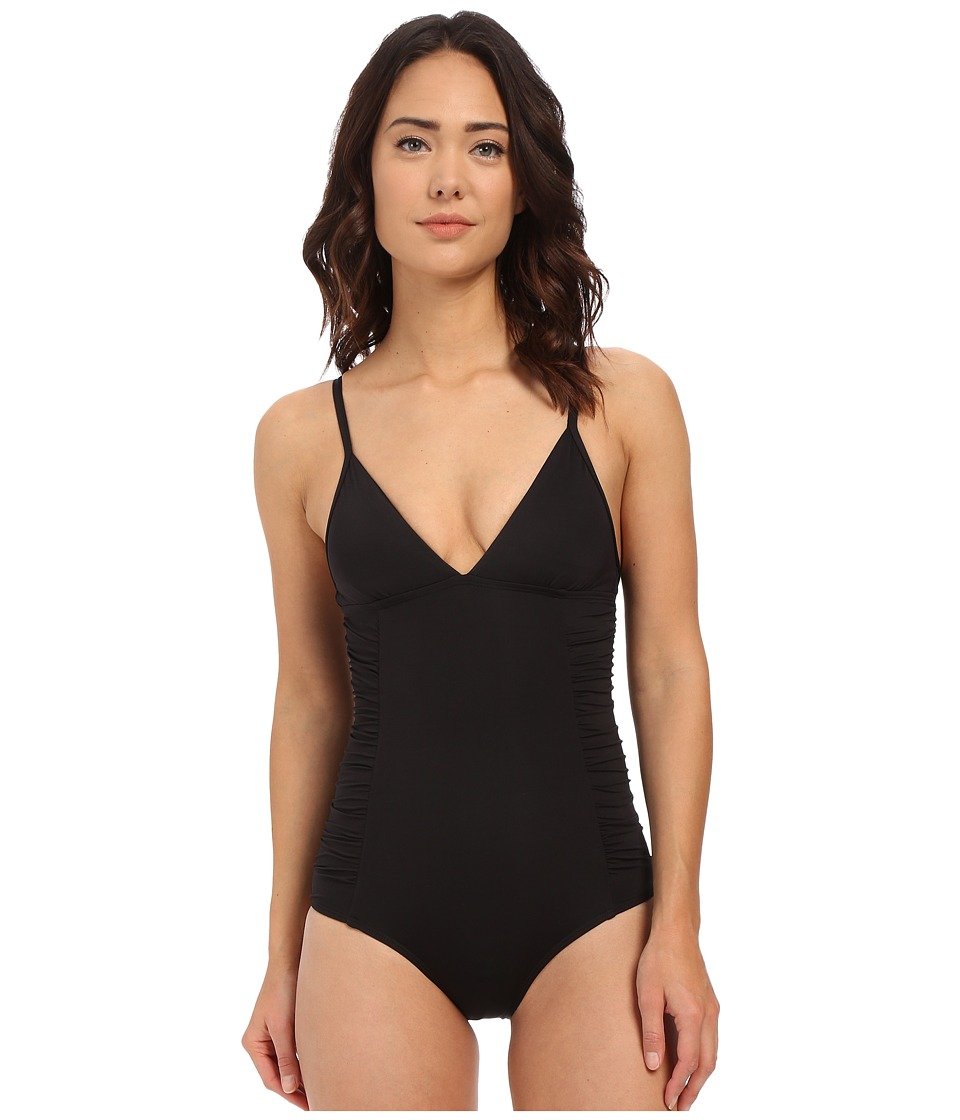 LSpace Women's Bella Full Bottom One-Piece Black Swimsuit - Size 12 | High Waisted Swimwear for Women | Perfect for Beach, Pool & Vacation