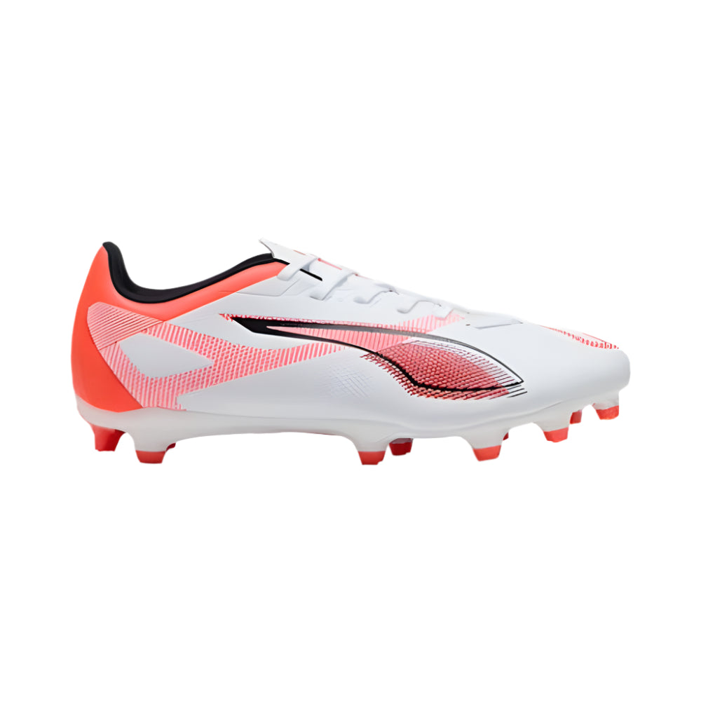 Puma Ultra 5 Play FG/AG Women's Soccer Cleats - White/Black/Glowing Red - Lightweight Football Shoes for Women - Perfect for Artificial Grass & Firm Ground Training & Matches