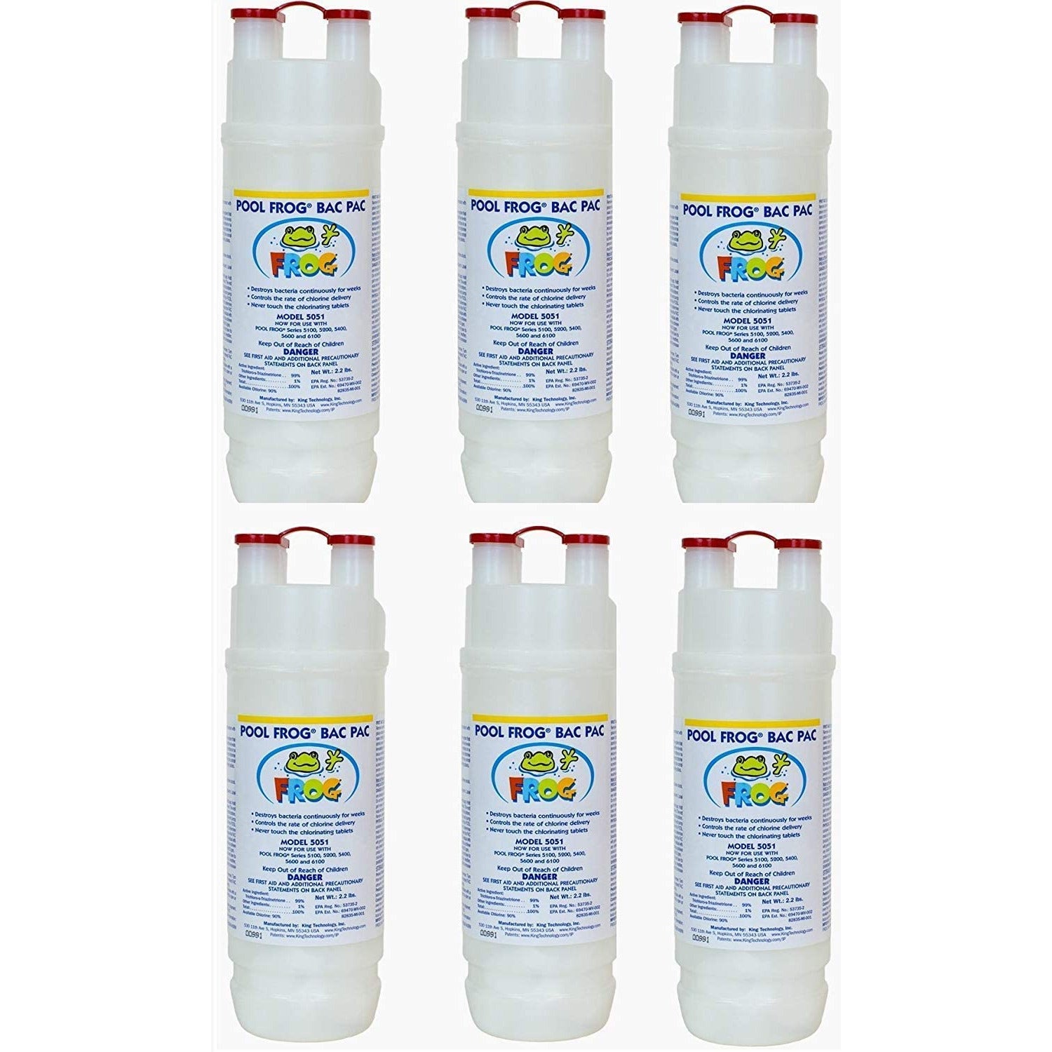 King Technology Pool Frog Mineral Purifier Replacement Chlorine Bac Pac 6 Pack - Natural Swimming Pool Water Purifier for Clean & Safe Water | Ideal for Backyard Pools, Spas & Hot Tubs