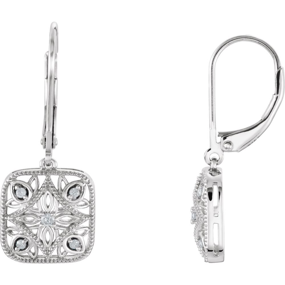 925 Sterling Silver Diamond Lever Back Earrings - 1/10ct Stud Earrings for Women | Elegant Jewelry Gift for Anniversary, Wedding & Special Occasions