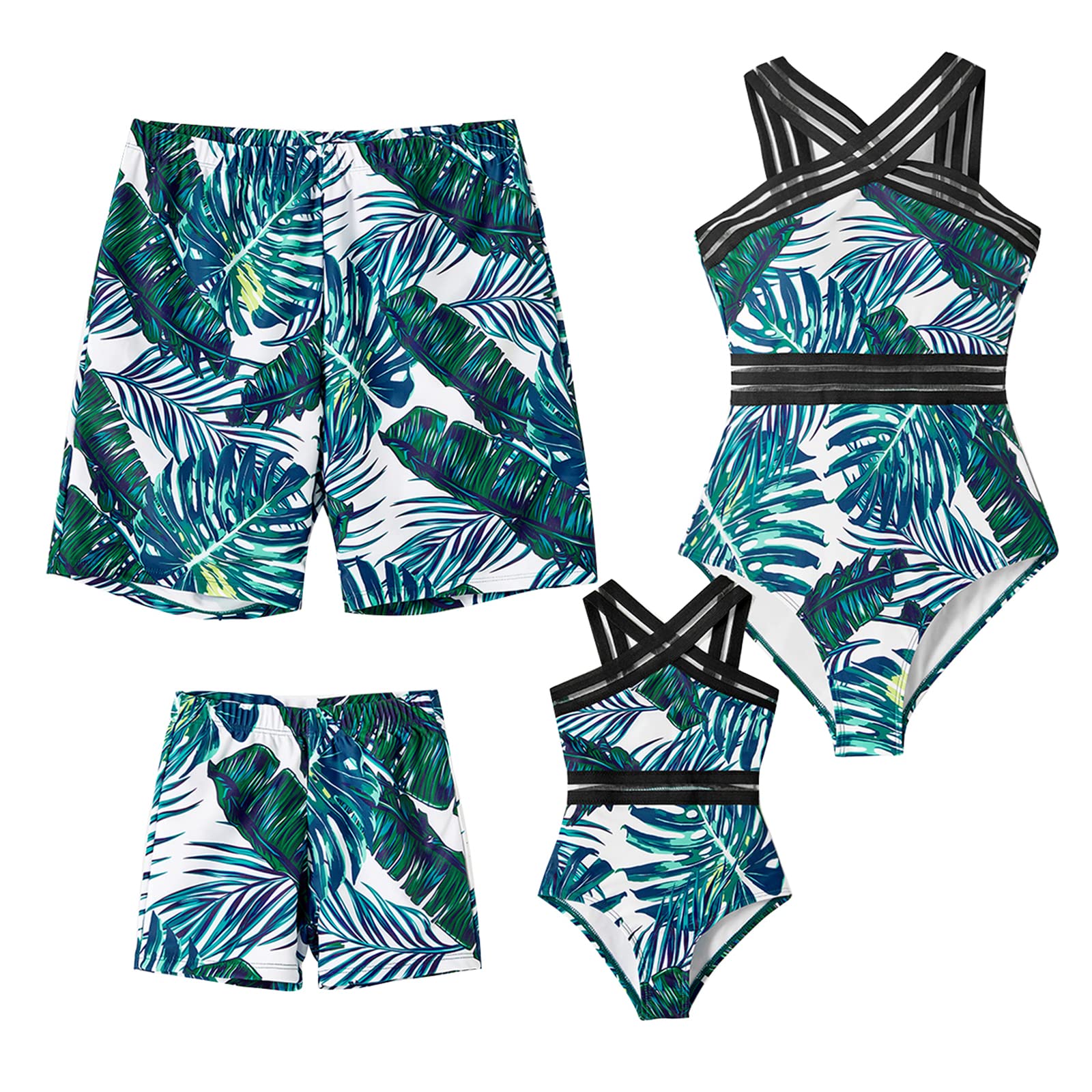 PATPAT Family Matching Swimsuits - Crisscross One Piece Swimwear for Women & Kids, Floral Printed Bathing Suits for Beach, Pool & Summer Vacations