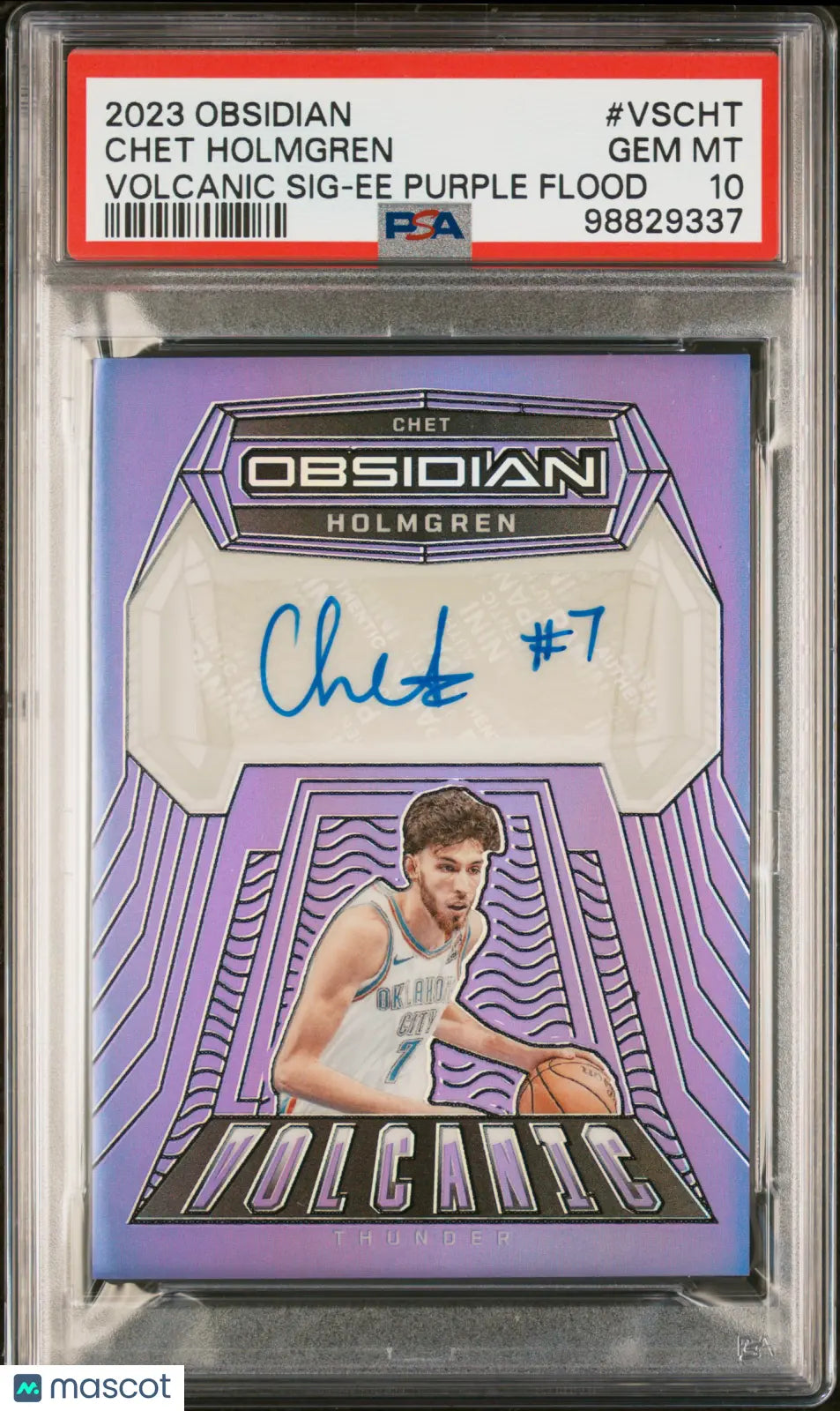 2023 Panini Obsidian Volcanic Signatures Chet Holmgren PSA 10 Purple Flood /49 - Rare Basketball Trading Card for Collectors & Investors - Perfect for Display, Gifts, and Sports Memorabilia Collections