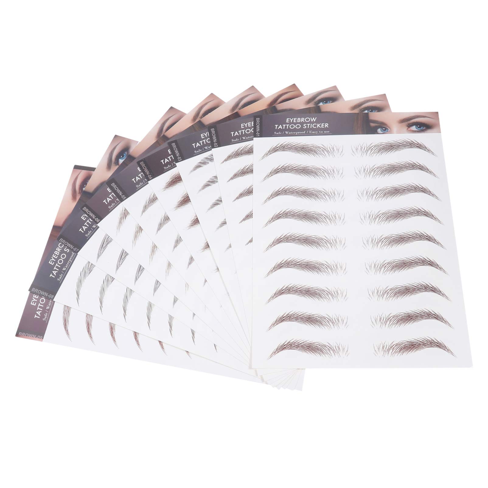 Beavorty 10 Sheets Eyebrow Tattoo Stickers - Natural Looking Fake Eyebrows for Women, Waterproof & Reusable Eyebrow Transfers - Perfect for Daily Makeup, Cosplay, and Special Occasions