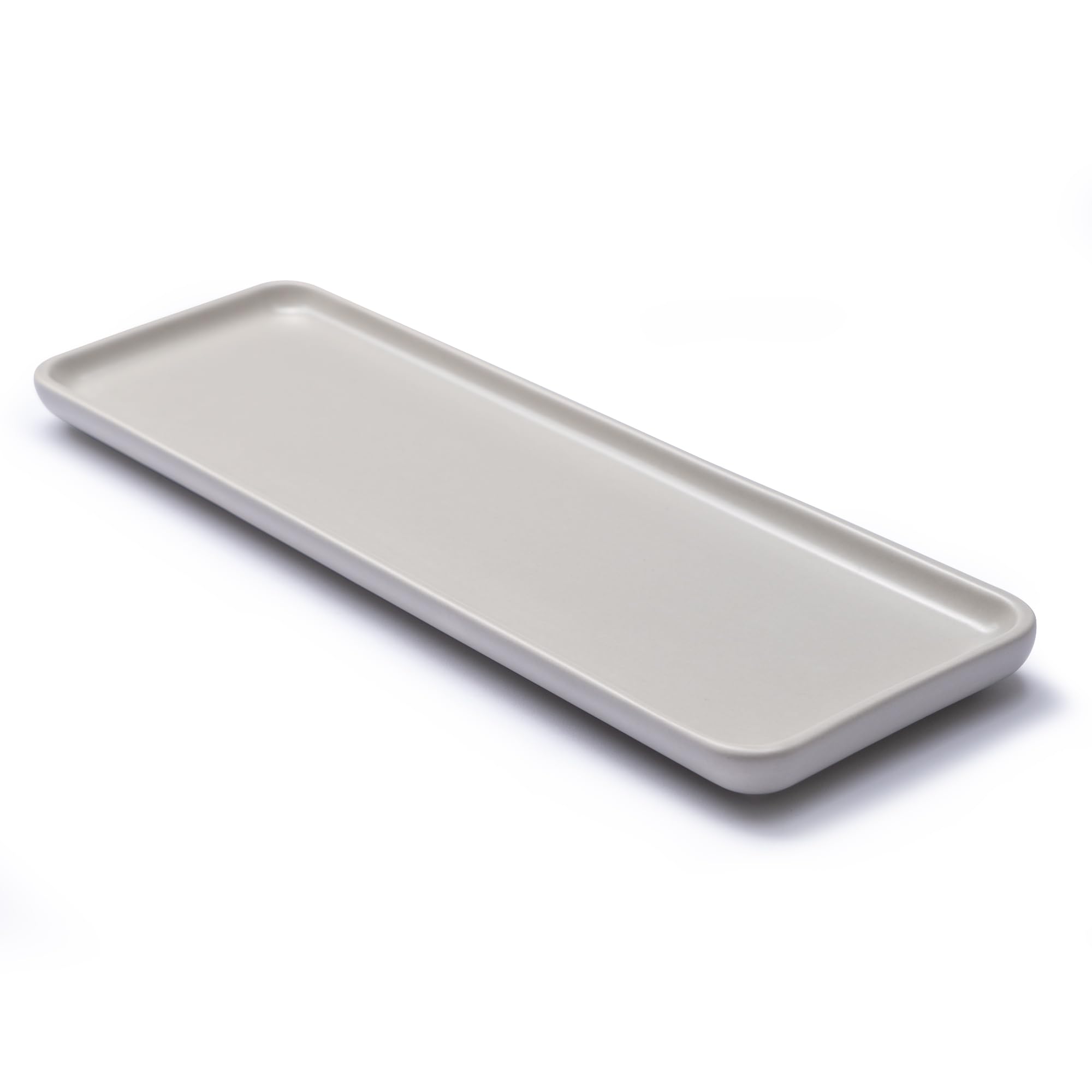 Beige Ceramic Vanity Tray - Small Rectangular Bathroom & Kitchen Organizer - Multi-Purpose Home Decor Tray for Soap Dispenser, Jewelry & Accessories - Perfect for Countertop Display & Gift Giving