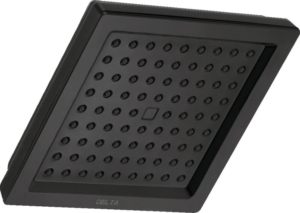 Delta RP62283BL Matte Black Square Single-Spray Shower Head - 2.5 GPM High Pressure Water Saving Showerhead for Bathroom & Spa Experience - Perfect for Modern Homes, Apartments and Hotels