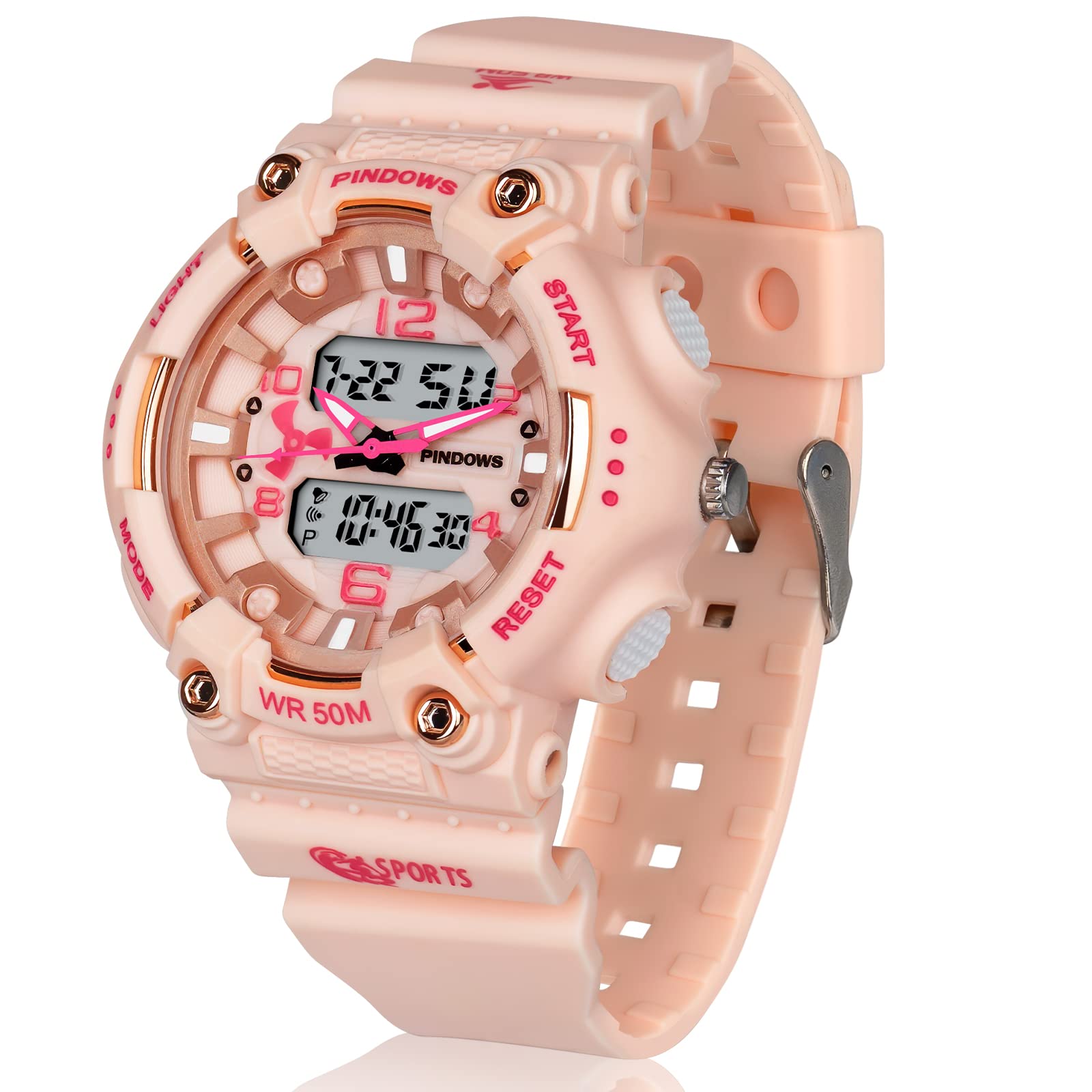 Women's Digital Sports Watch with Dual Display - Waterproof, Alarm, Stopwatch & LED Light - Multi-Functional Wristwatch for Teens & Adults - Perfect for Running, Gym Workouts & Outdoor Activities