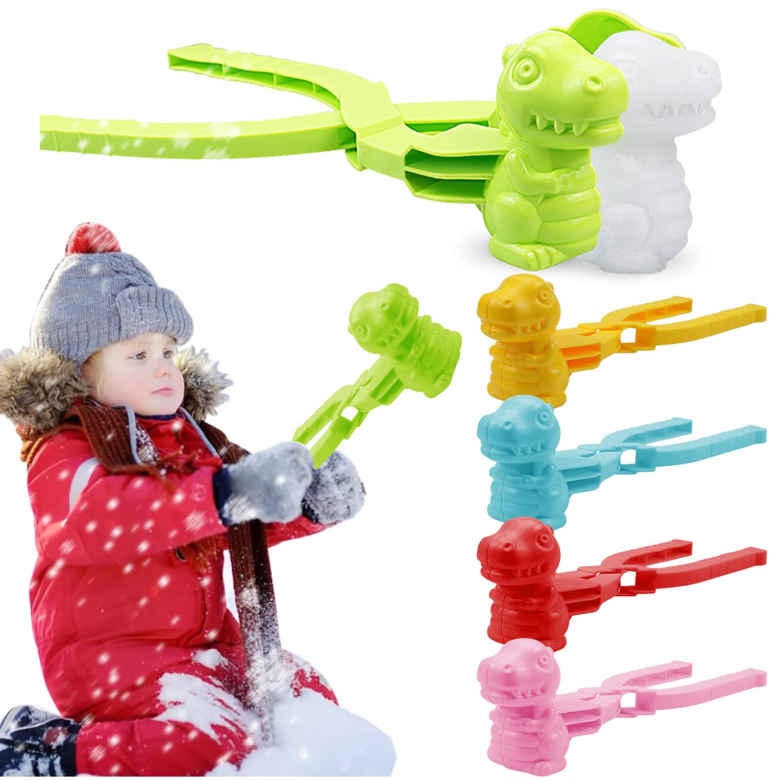 Dinosaur Snowball Maker - Winter Snow & Sand Mold Tool for Kids - Outdoor Snowball Clip for Children's Play - Fun Dinosaur Shaped Snowball Maker for Toddlers & Family Snow Day Activities