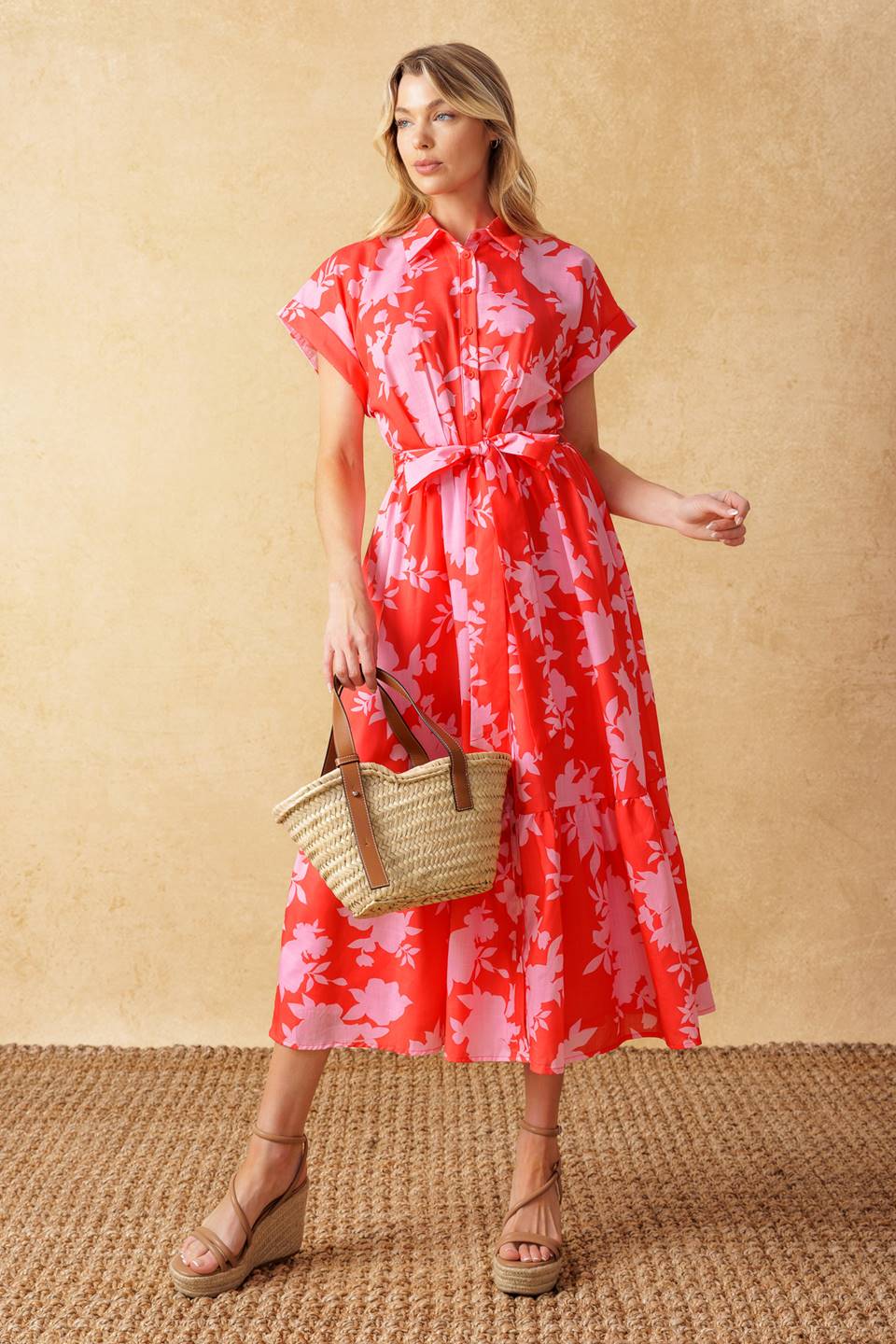 Stylish MAKE IT COUNT Woven Midi Dress for Women - Perfect for Office, Date Night & Summer Outfits