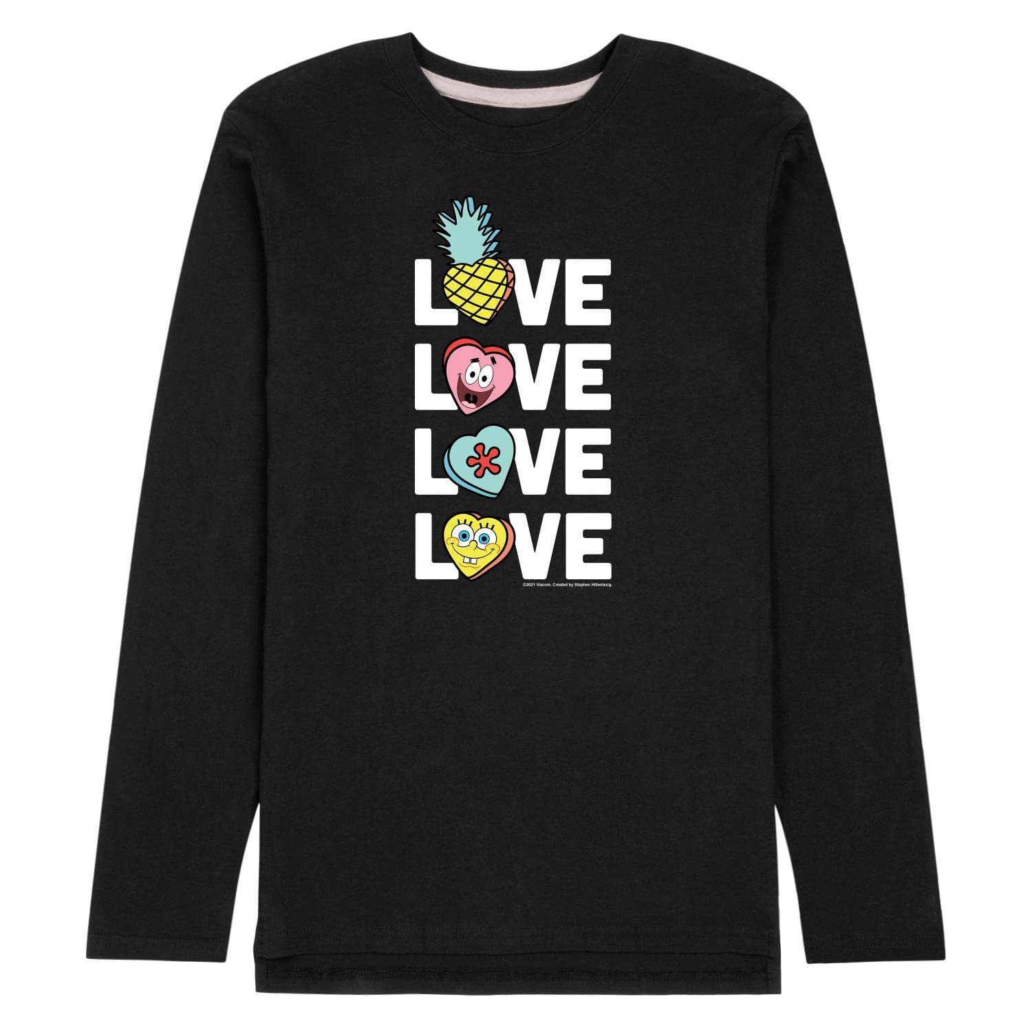 Spongebob Squarepants Valentine's Day Men's Long Sleeve Jersey T-Shirt - Funny Cartoon Graphic Tee for Casual Wear & Gift Giving