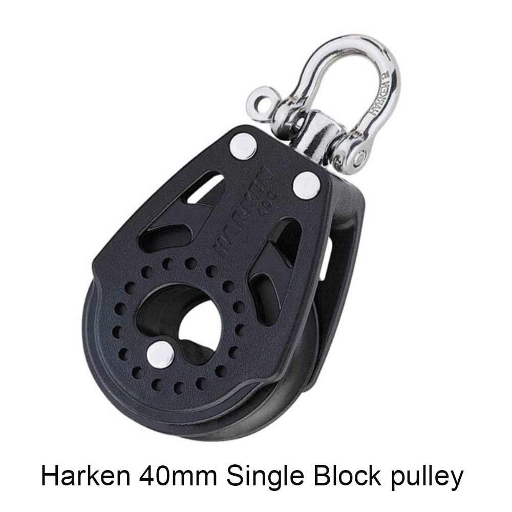 Harken 40mm Single Block Swivel Pulley - Heavy Duty Marine Boat Rigging Hardware for Sailing, Climbing & Outdoor Activities