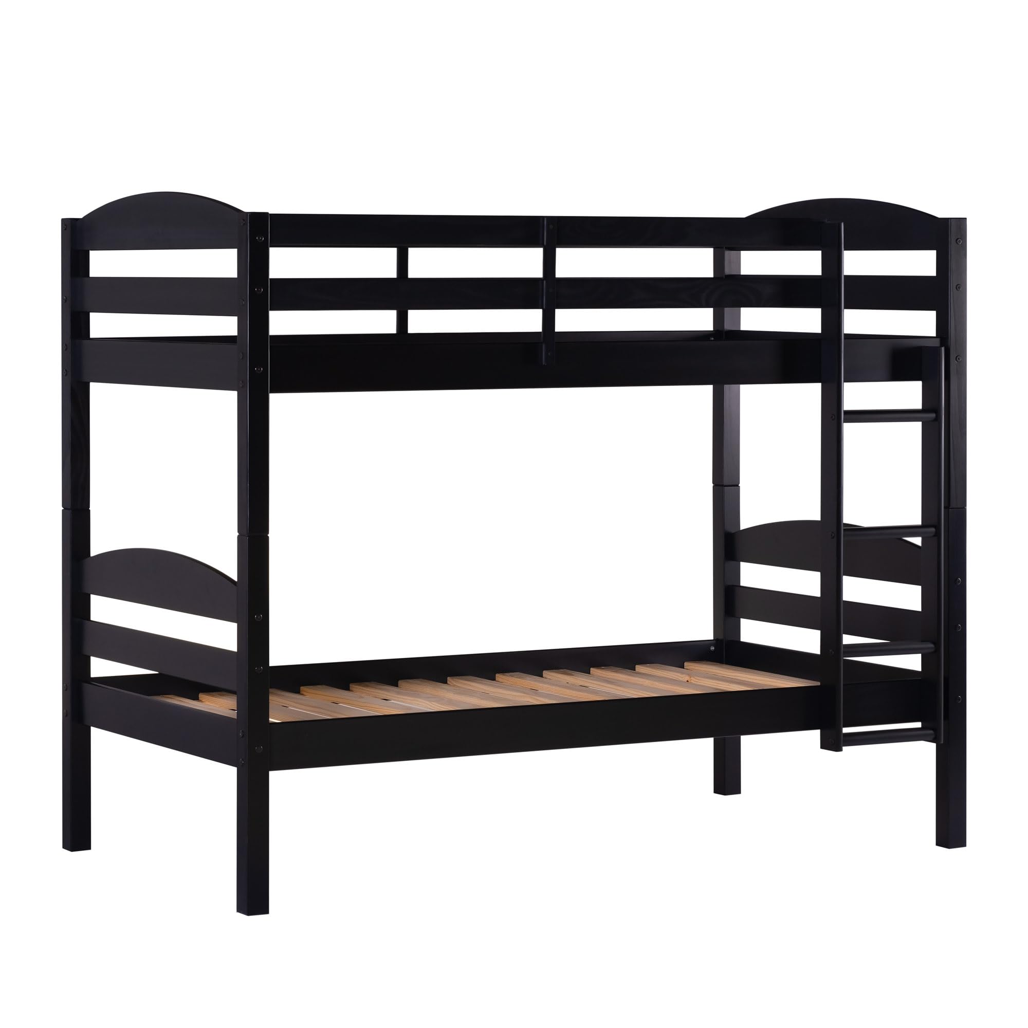 Walker Edison Della Twin-Over-Twin Bunk Bed Frame - Sturdy Metal Construction, Twin Size, Black - Perfect for Kids' Bedrooms, Dorm Rooms & Space-Saving Solutions