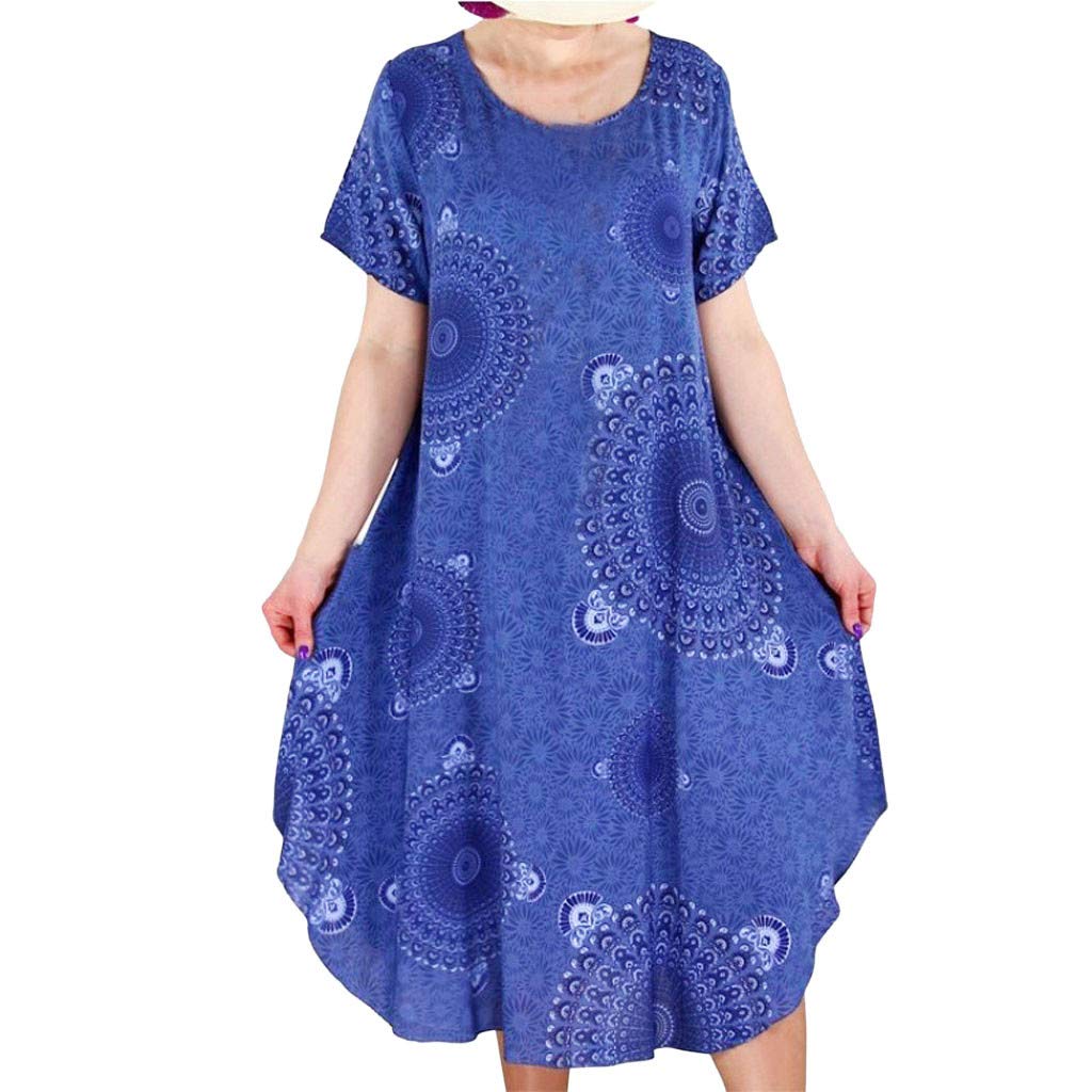 2022 Women's Sexy Boho Summer Dresses - Floral Print Short Sleeve Maxi Dress for Beach Vacation, Party & Casual Wear