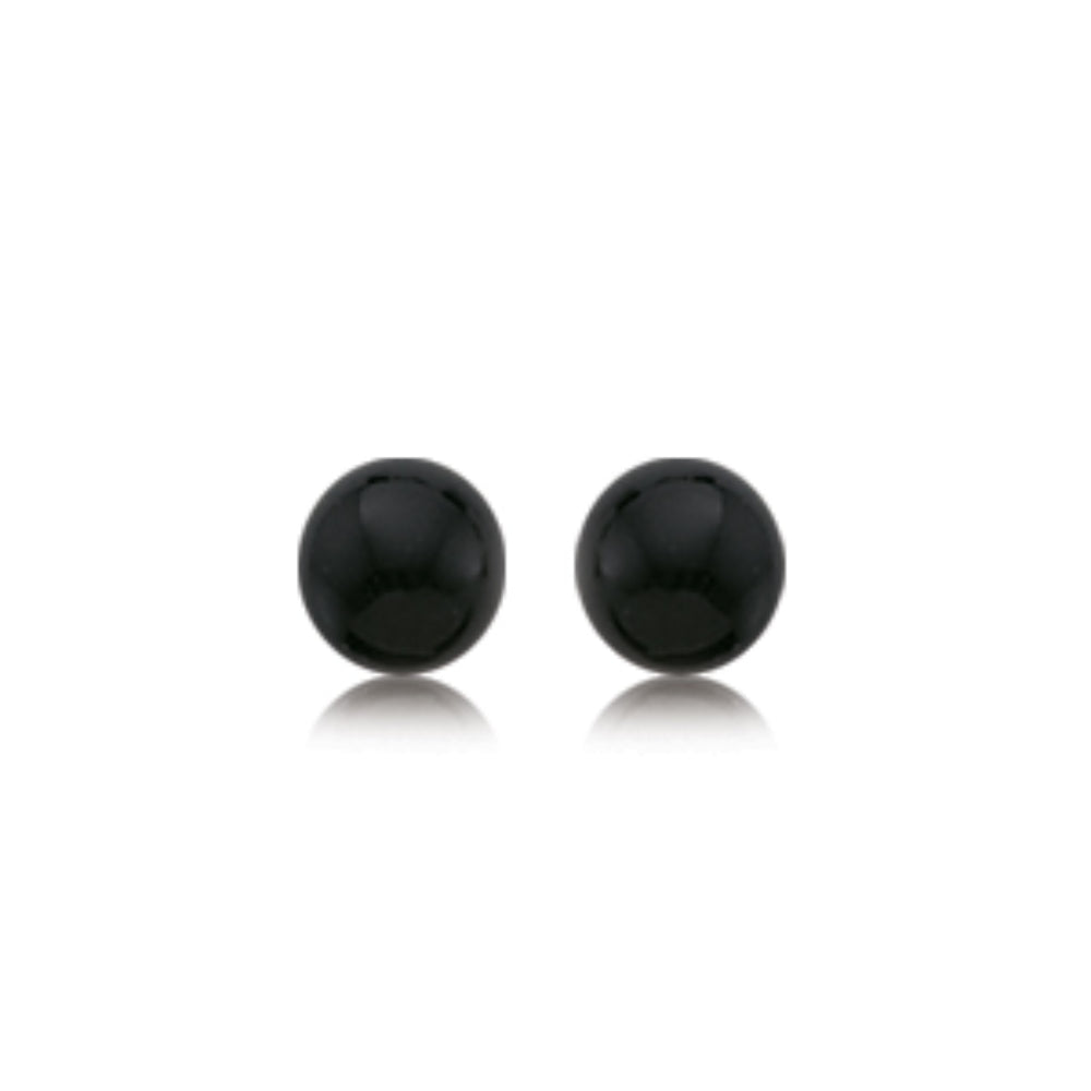 14K Gold Onyx Ball Stud Earrings for Women - Elegant Black Gemstone Jewelry for Everyday Wear & Special Occasions