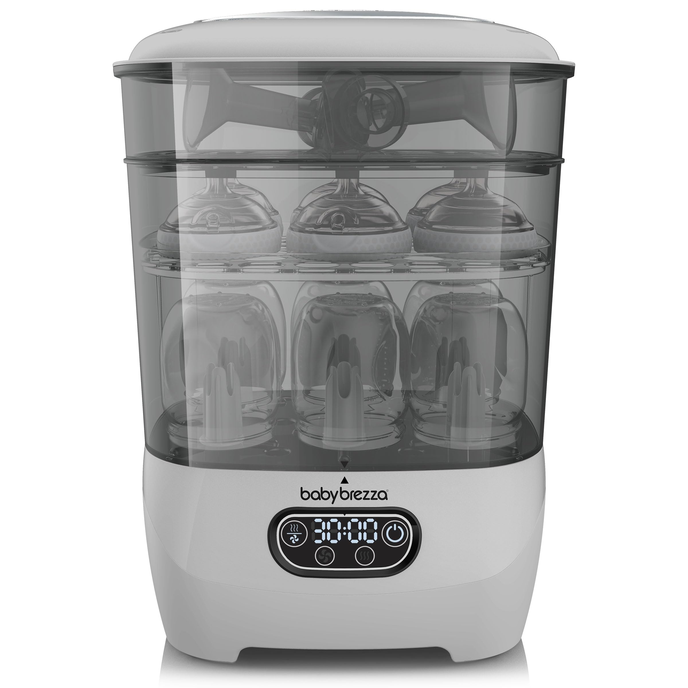Baby Brezza Advanced Electric Bottle Sterilizer and Dryer - Universal Steam Sterilizing Machine for All Baby Bottles, Pacifiers & Breast Pump Parts (Plastic/Glass) with HEPA Filter - Perfect for Nursery, Daycare & Travel - Grey