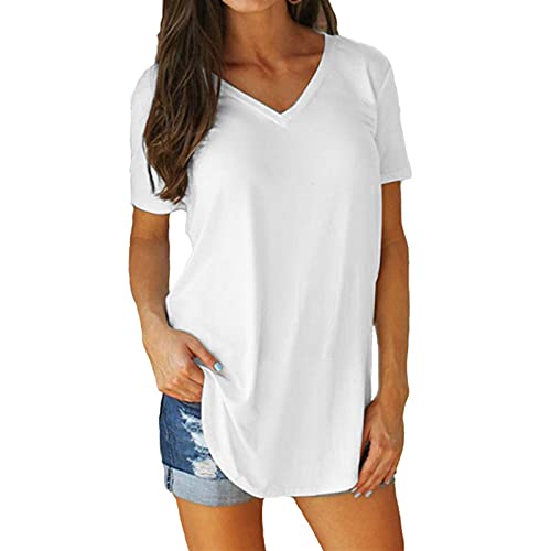 Women's Casual V-Neck Short Sleeve Loose Tunic Tops for Summer | Breathable Comfortable Blouse for Everyday Wear & Outdoor Activities