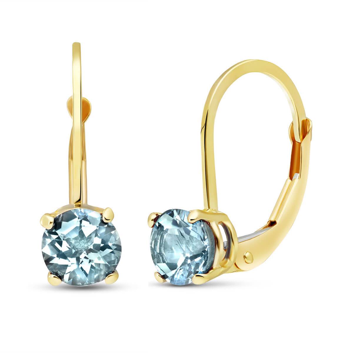 1.2 Carat 14K Solid Yellow Gold Iris Aquamarine Earrings for Women - Dainty March Birthstone Jewelry Gift for Her - Perfect for Weddings, Anniversaries & Special Occasions