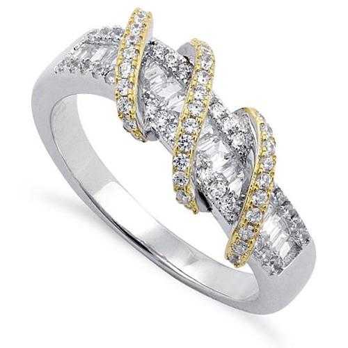 Elegant Prosper Platinum Ring with Golden Loops - Perfect for Weddings, Anniversaries & Special Occasions