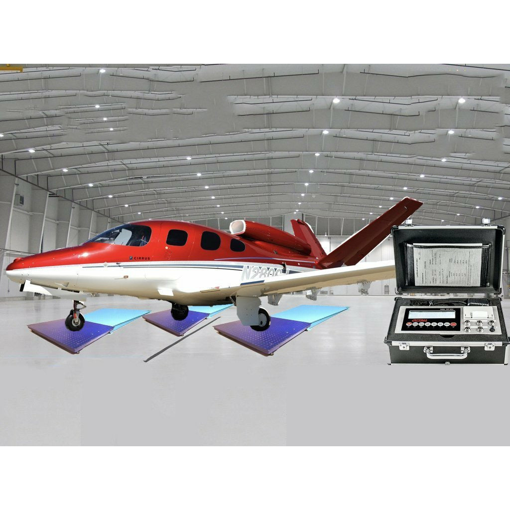 **SellEton SL AF 15K Airplane Scale Kit with Matching Ramps - 15,000 lbs Capacity - Heavy-Duty Aircraft Weighing for Hangars & Maintenance**