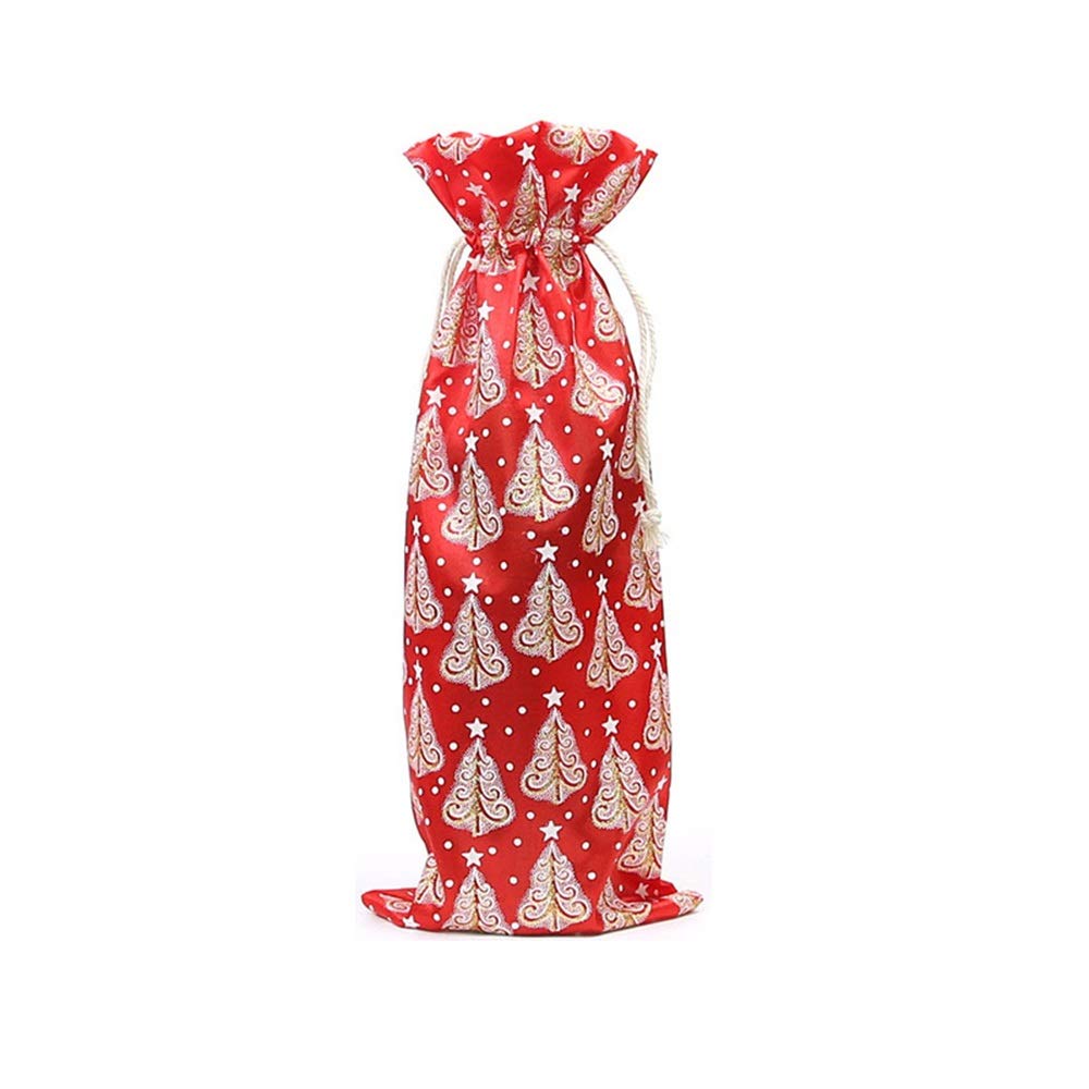 100-Piece Reusable Polyester Drawstring Wine Bottle Gift Bags - Christmas Tree Print for Holiday Parties, Wedding Favors & Special Occasions | Perfect for Gifts, Corporate Events & Festive Celebrations