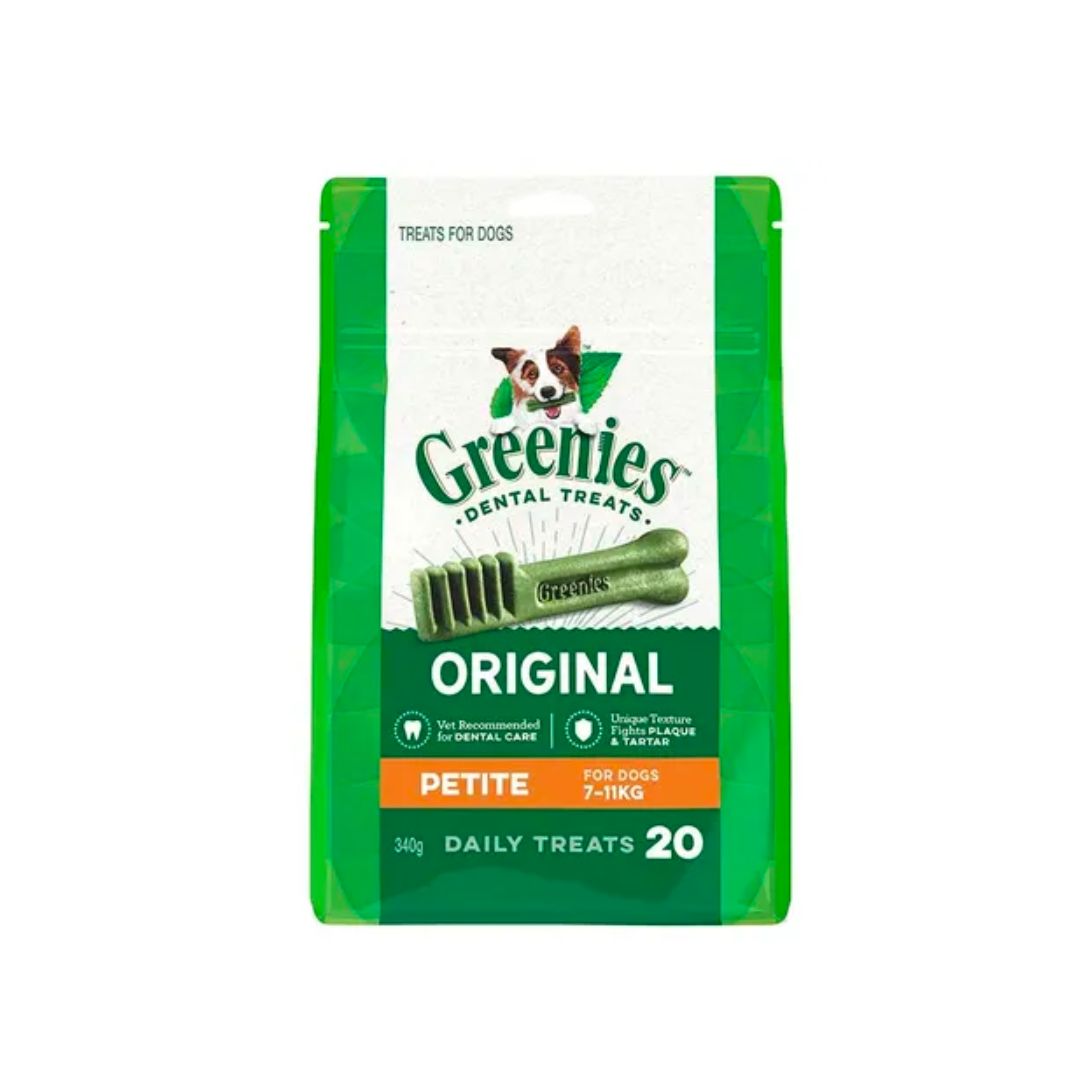 Greenies Original Petite Dental Dog Treats for Small Dogs - 20 Count (340g) - Freshens Breath & Cleans Teeth - Perfect for Daily Oral Care & Training Rewards