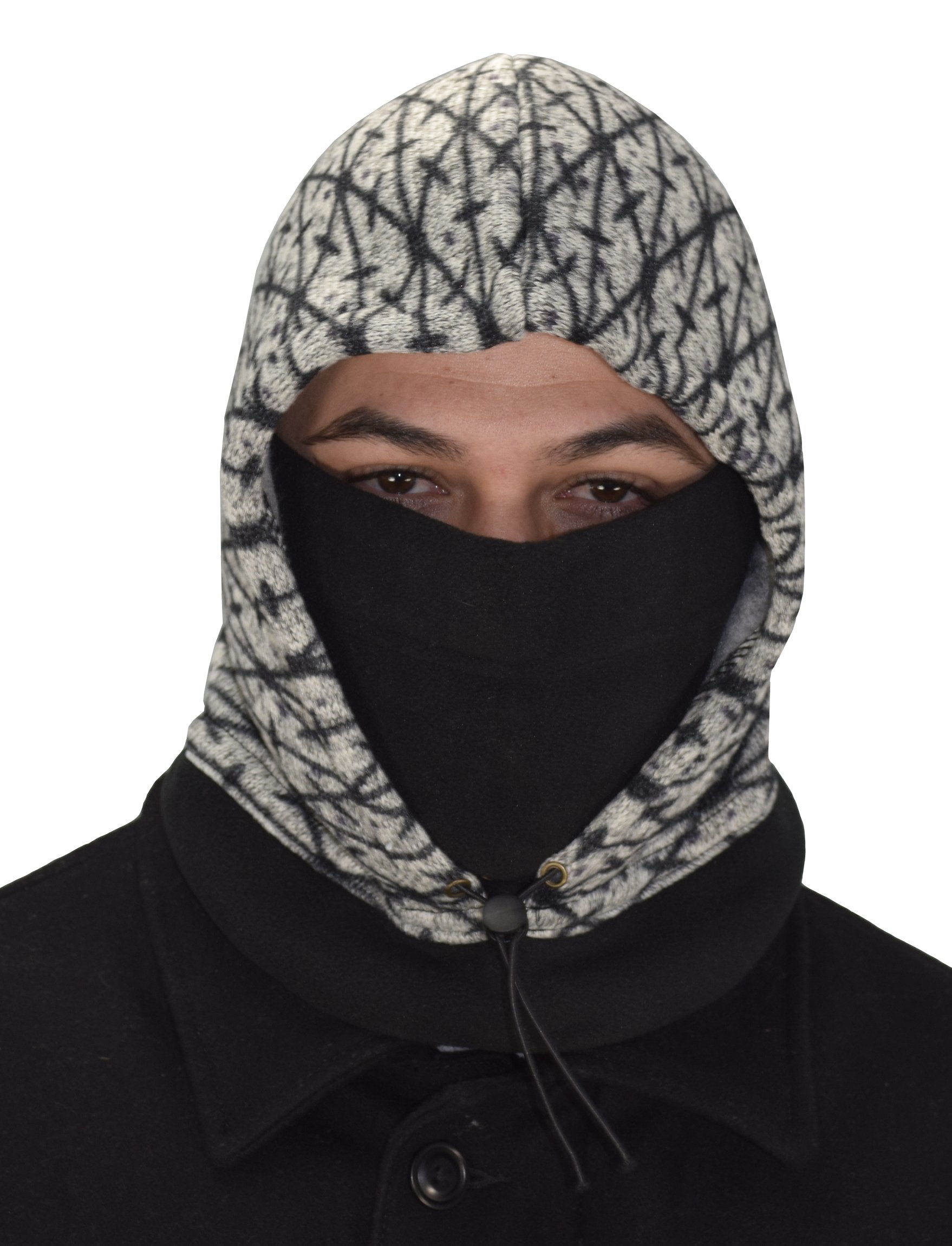 Warm Thick Knit Balaclava Face Mask for Snowboarding & Biking - Breathable One Hole Design (Black/White) - Cold Weather Protection for Outdoor Sports & Winter Activities