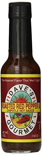 Dave's Gourmet Roasted Red Pepper & Chipotle Hot Sauce - Mild to Medium Heat, 10oz Bottle | Perfect for Tacos, Burgers, Wings & Grilling | Vegan & Gluten-Free