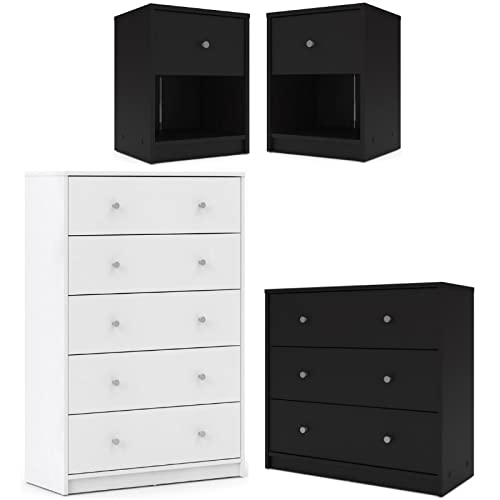 Home Square 4-Piece Bedroom Furniture Set with 2 Dressers & 2 Nightstands - Complete Bedroom Storage Solution for Master & Guest Rooms