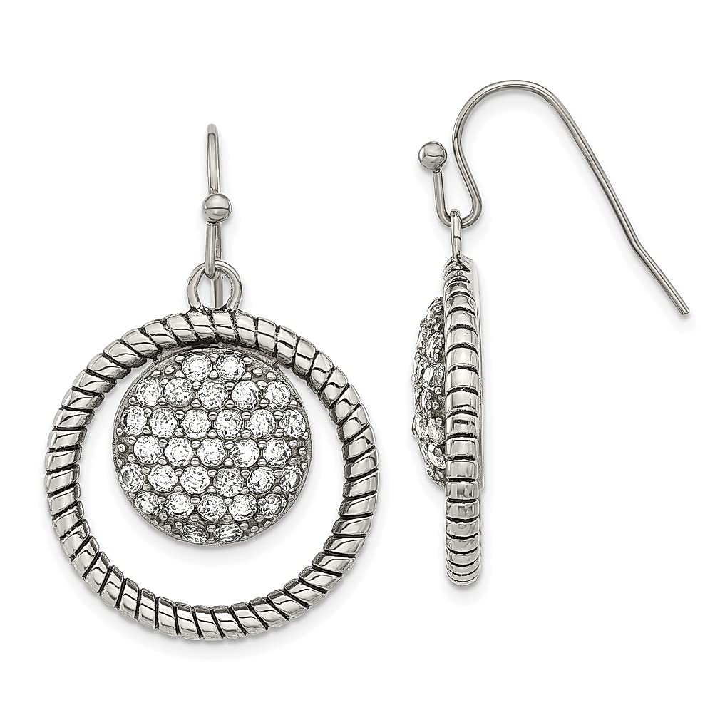 Vintage CZ Drop Earrings for Women - Stainless Steel Dangle Jewelry - Perfect Gift for Her