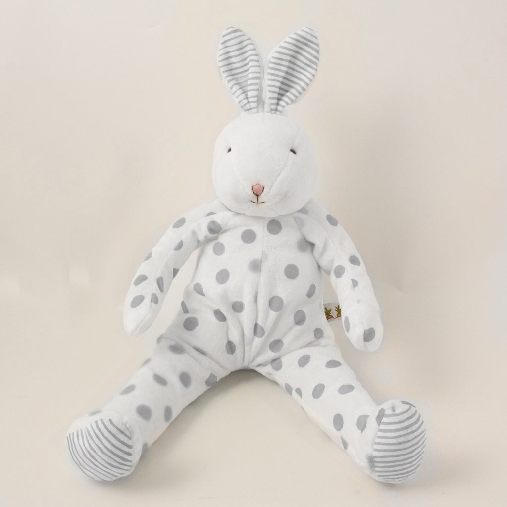 Polka Dot Gray Bunny with Carrots - Retired Collectible Plush Toy for Easter Decorations & Gift Giving