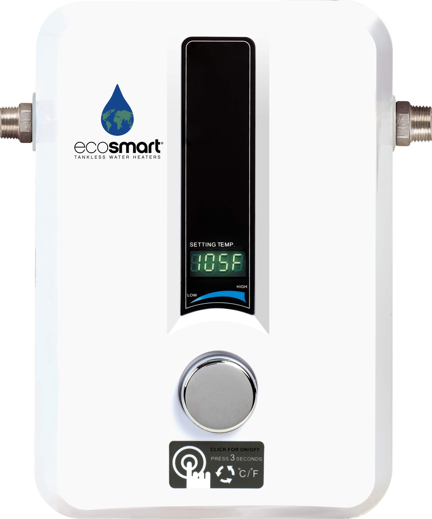 EcoSmart ECO 8 Tankless Electric Water Heater 8kW - Instant Hot Water On Demand for Bathroom, Kitchen & Small Homes - Compact 12 x 8 x 4 Inches - Energy Efficient