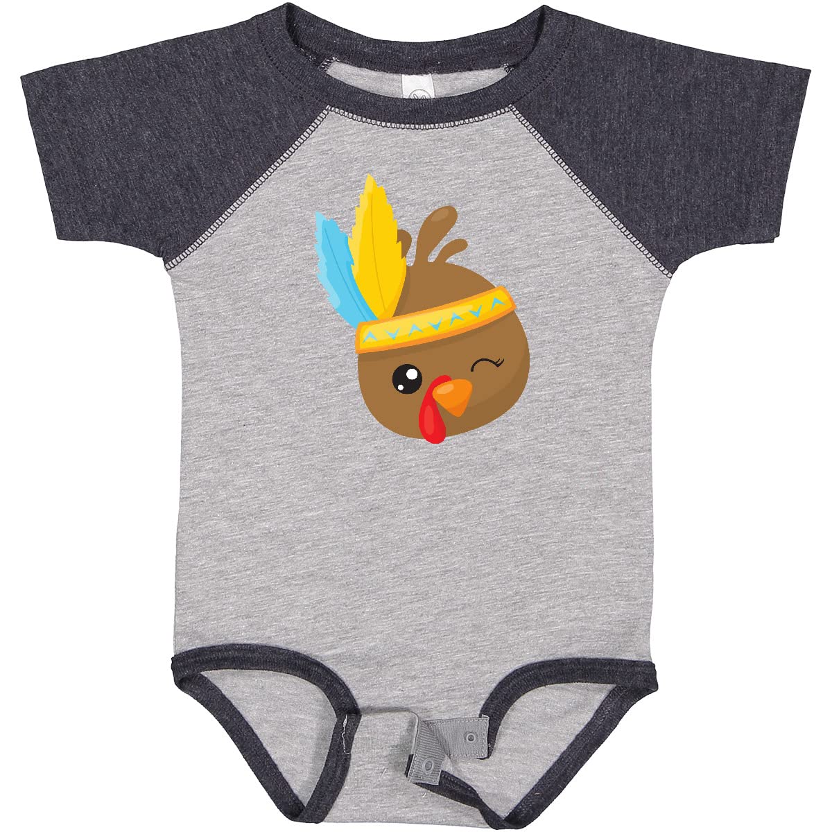Inktastic Thanksgiving Turkey Brown Feathers Baby Bodysuit - Cute Holiday Outfit for Infants & Toddlers - Perfect for Family Gatherings, Photo Shoots & Festive Celebrations