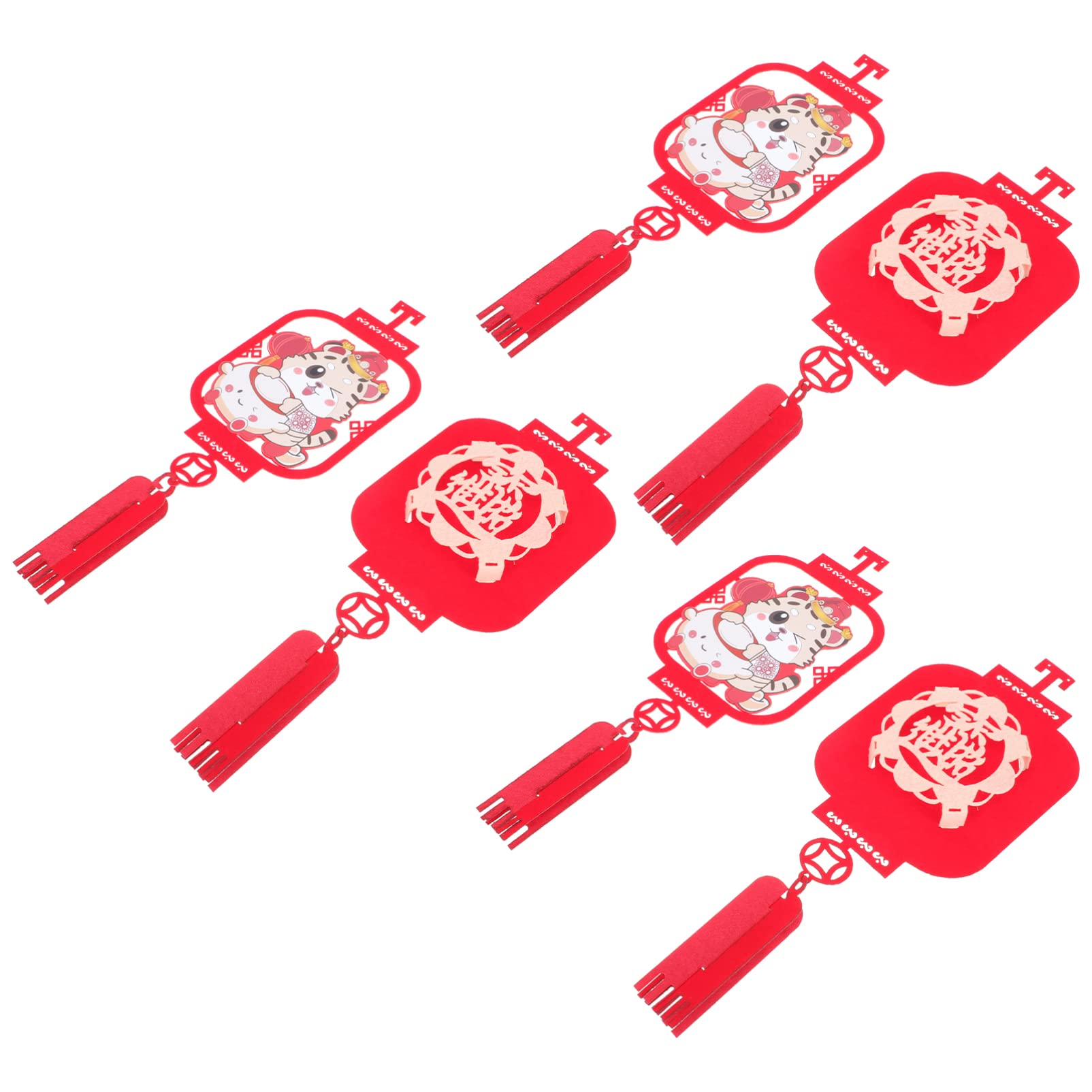 SOLUSTRE Chinese New Year Red Felt Lanterns - Traditional Spring Festival Hanging Decorations for Home, Party & Wedding Celebrations