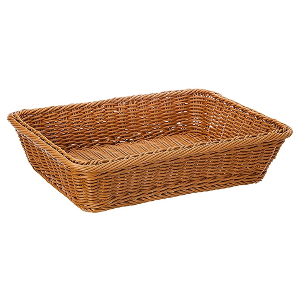 EYHLKM Large Rattan Woven Storage Basket - Multipurpose Fruit, Vegetable, Candy & Snack Organizer - Perfect for Supermarket, Restaurant Display & Home Kitchen Organization (Natural Weave Tray)