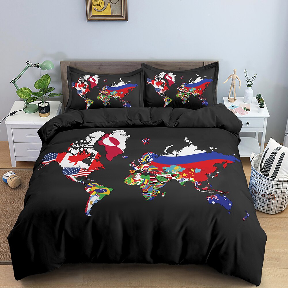 World Map Bedding Set - Explore Global Designs for Travel Lovers & Adventure Themed Bedrooms | Perfect for Wanderlust Decor, Dorm Rooms & Geography Enthusiasts