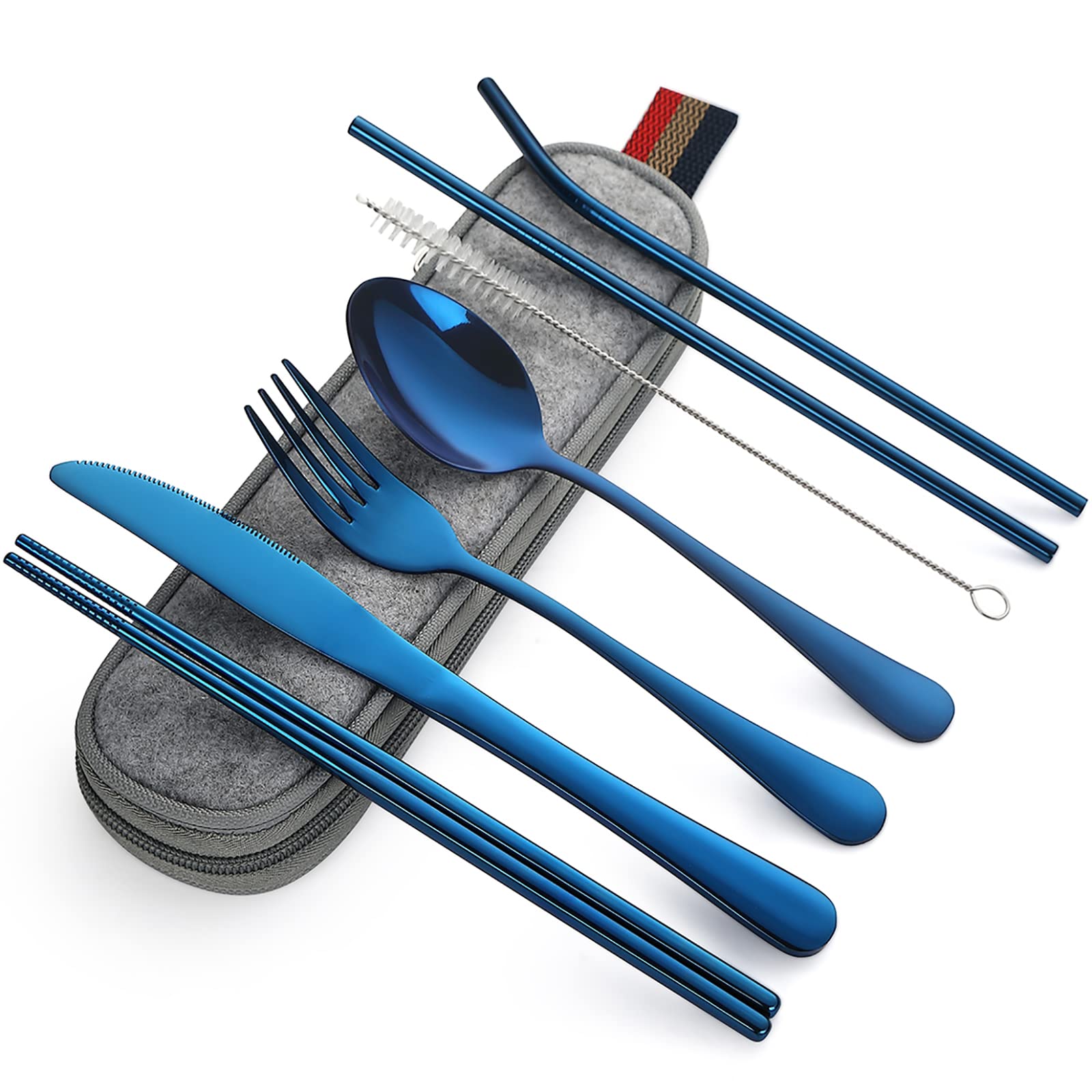 DEVICO 8-Piece Portable Cutlery Set - Stainless Steel Utensils for Travel & Camping