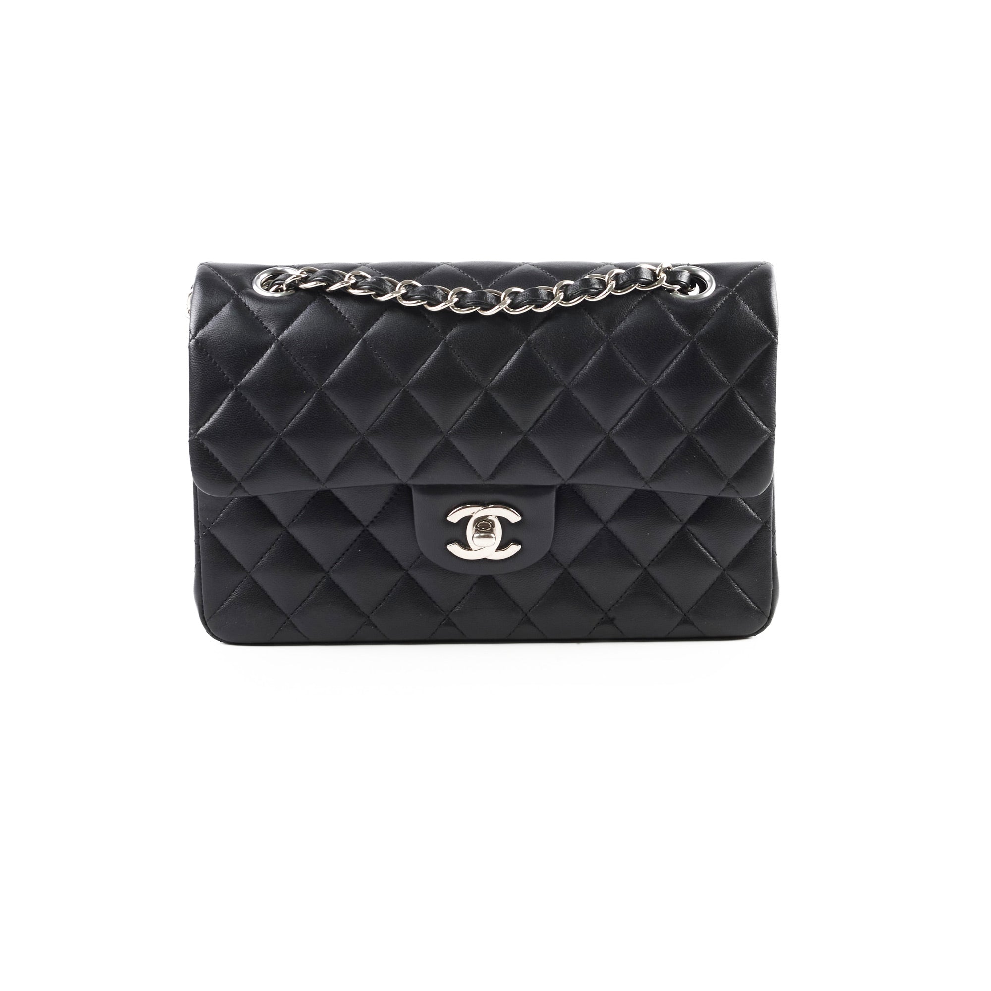 Chanel Small Double Classic Flap Bag Black Lambskin Leather 2021 Collection - Luxury Handbag for Women, Perfect for Evening Events & Special Occasions