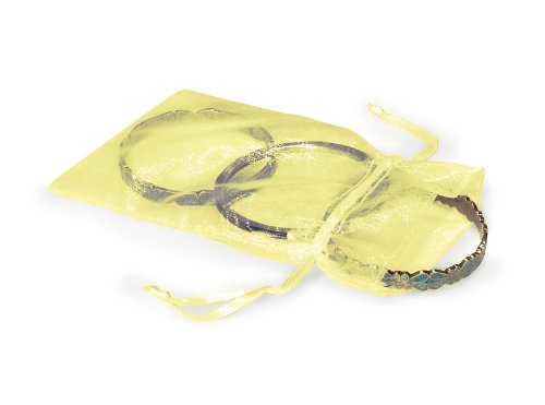 Premium Yellow Organza Bags 4x6 Inches with Satin Drawstrings - 25 Pack (10 Units) | Perfect for Wedding Favors, Jewelry Packaging, Gift Bags & Party Decorations