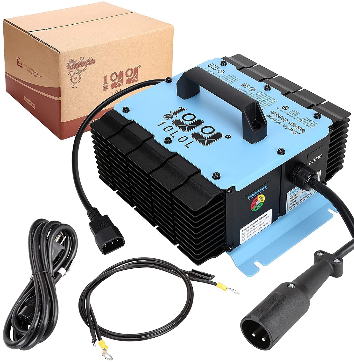 48V Golf Cart Battery Charger 10L0L 20AMP - Compatible with Club Car DS & Precedent Models | Plug & Play Power Supply with Connector | Perfect for Golf Course, Resort & Home Charging